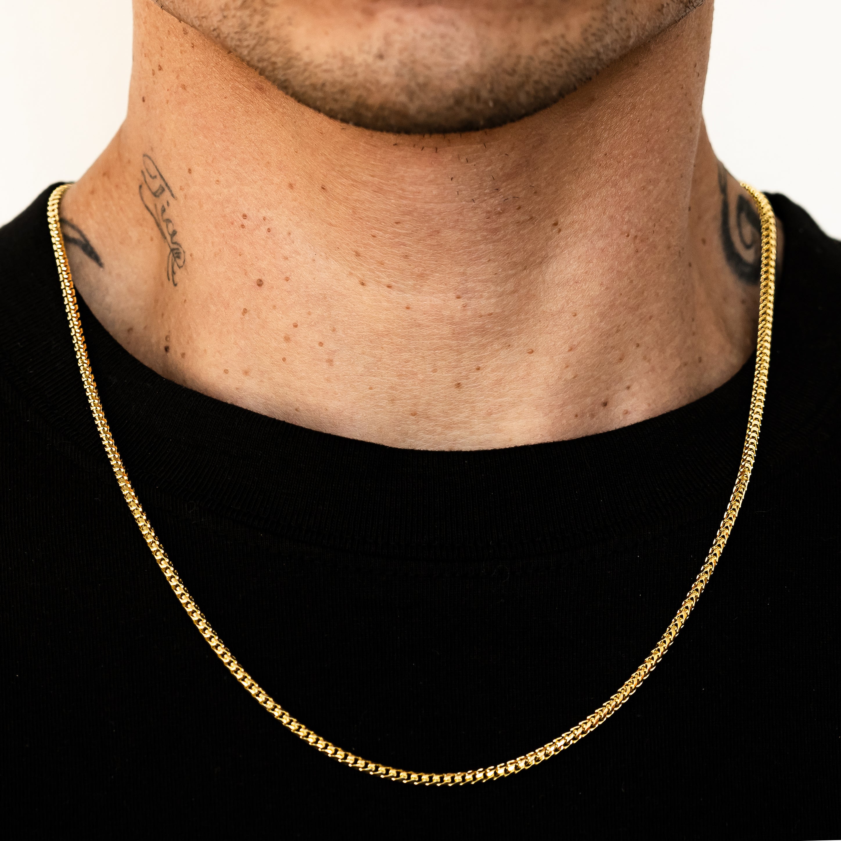 14k Yellow Gold Solid Diamond Cut Franco Chain