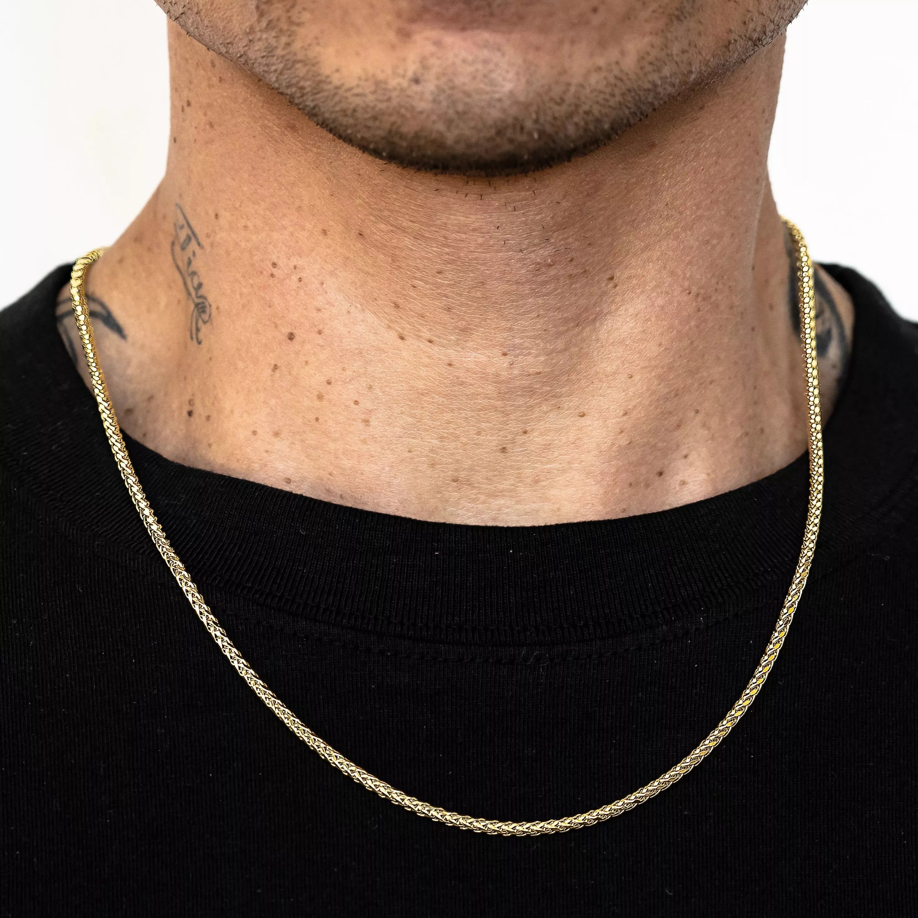 14k Yellow Gold Wheat Palm Franco Chain