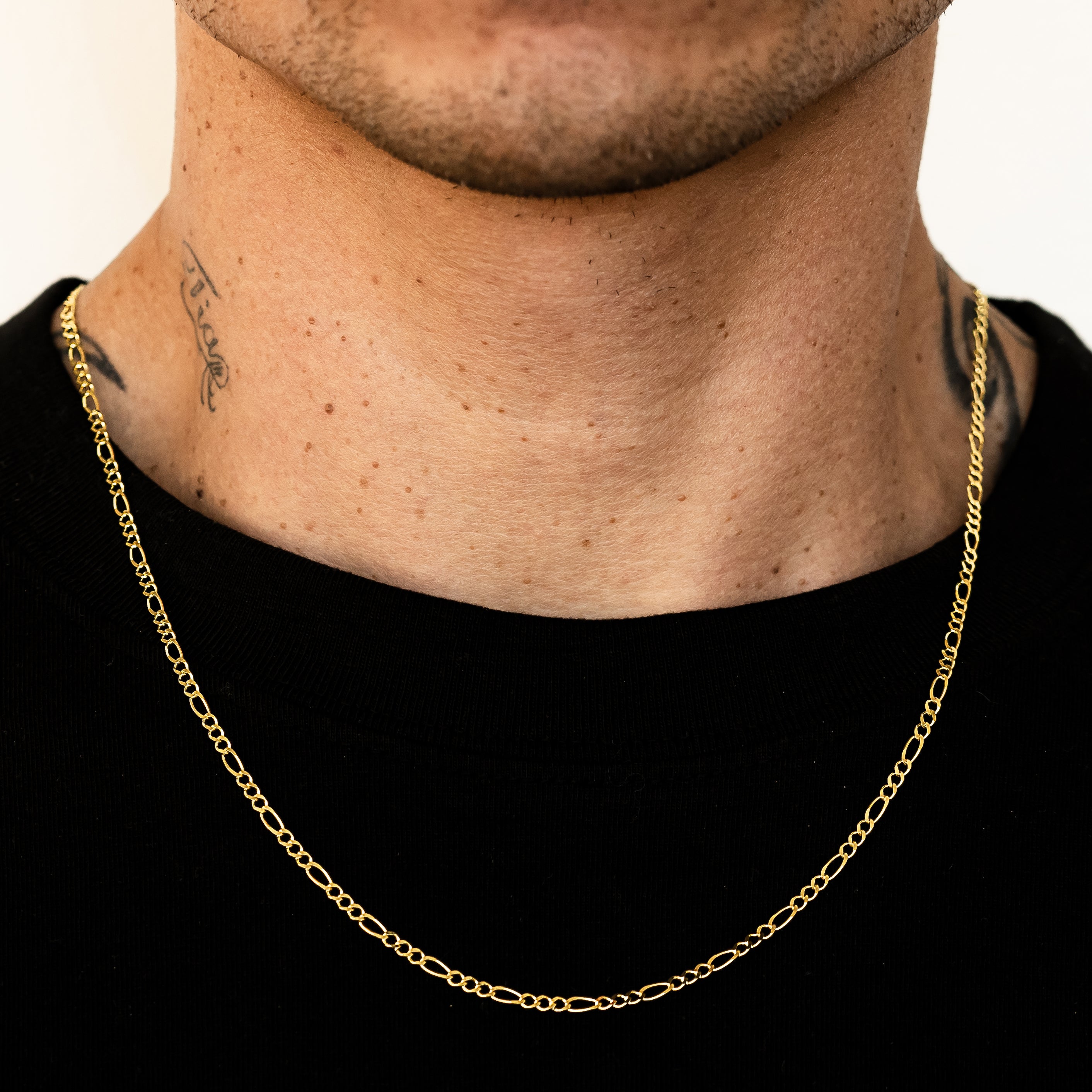 14k Yellow Gold Solid Figaro Chain
