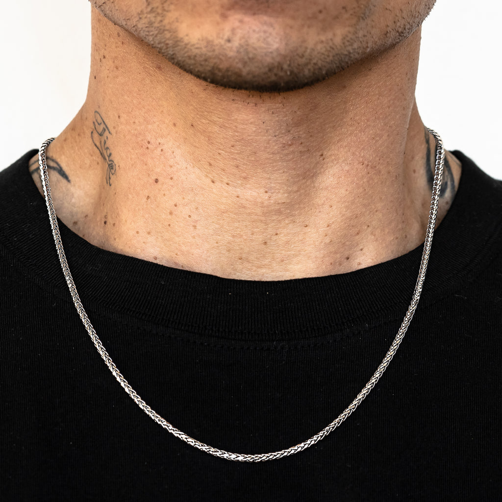 14k White Gold Wheat Palm Franco Chain