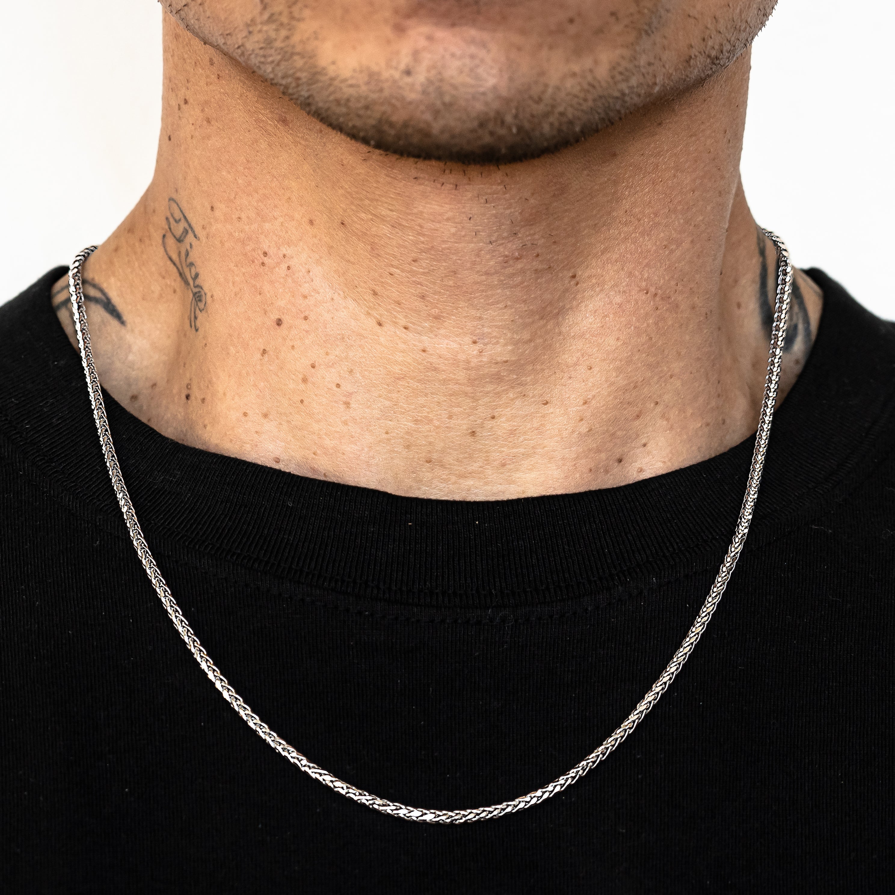 14k White Gold Wheat Palm Franco Chain