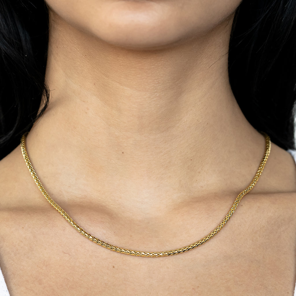 10k Women's Yellow Gold Wheat Palm Franco Necklace