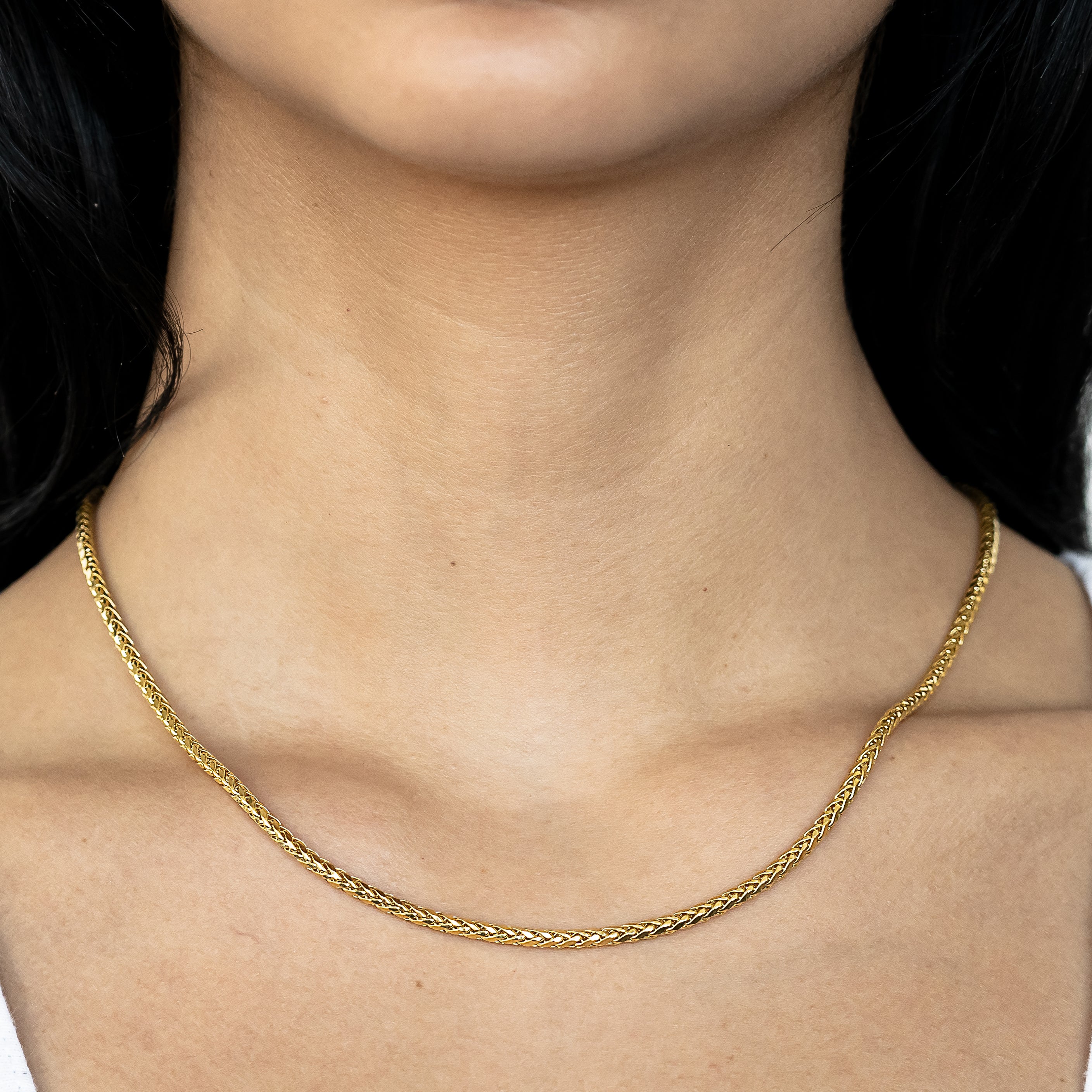 10k Women's Yellow Gold Wheat Palm Franco Necklace