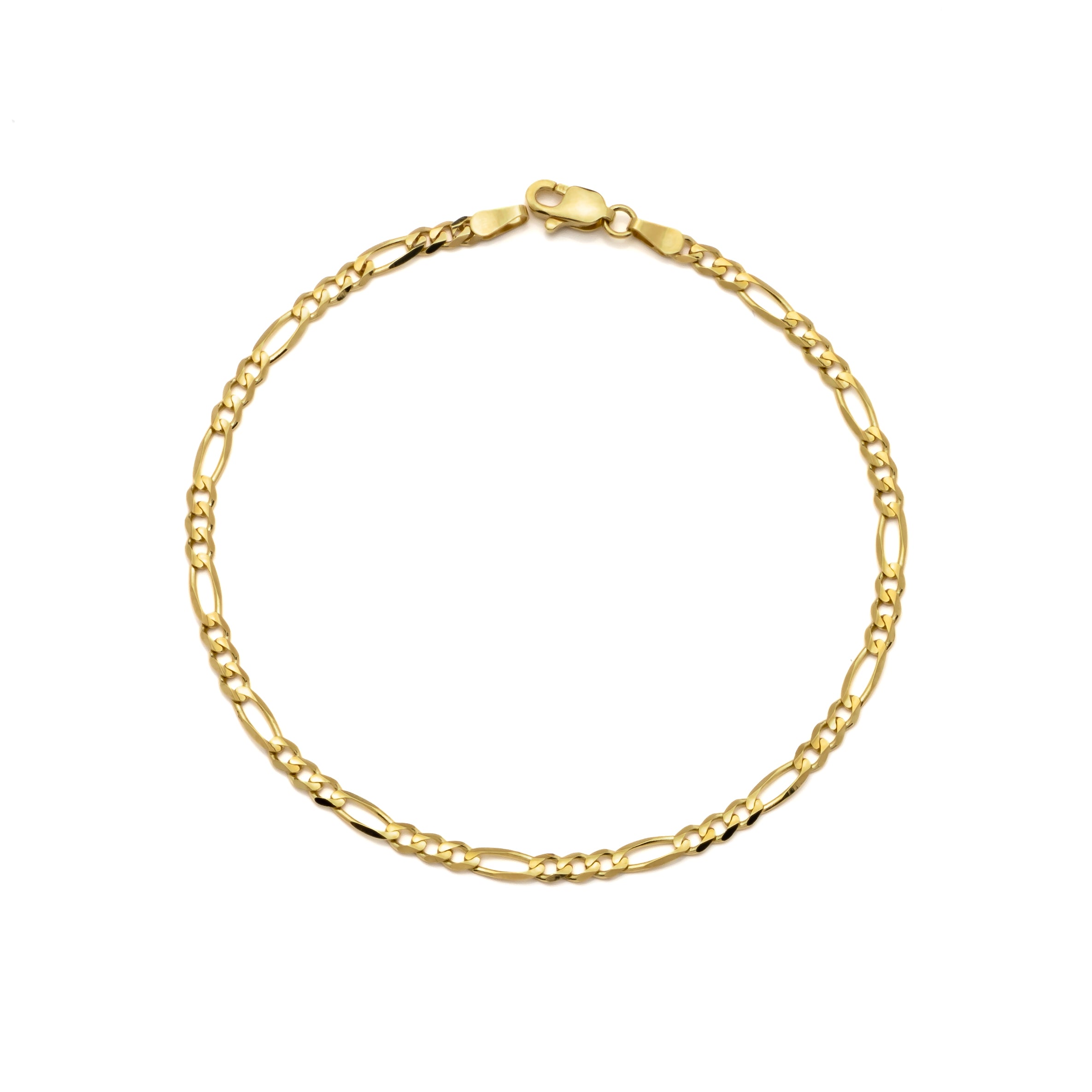 14k Yellow Gold Solid Figaro Bracelet
