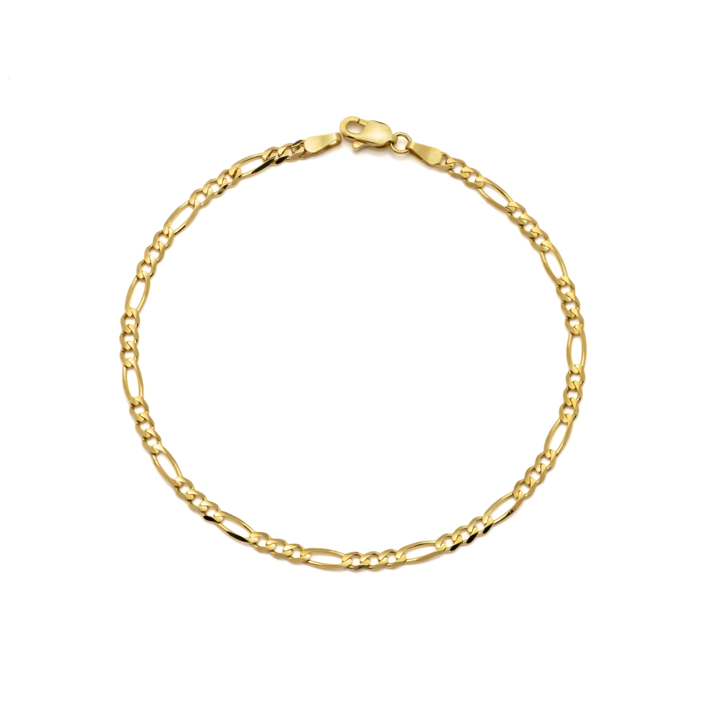 14k Yellow Gold Solid Figaro Bracelet