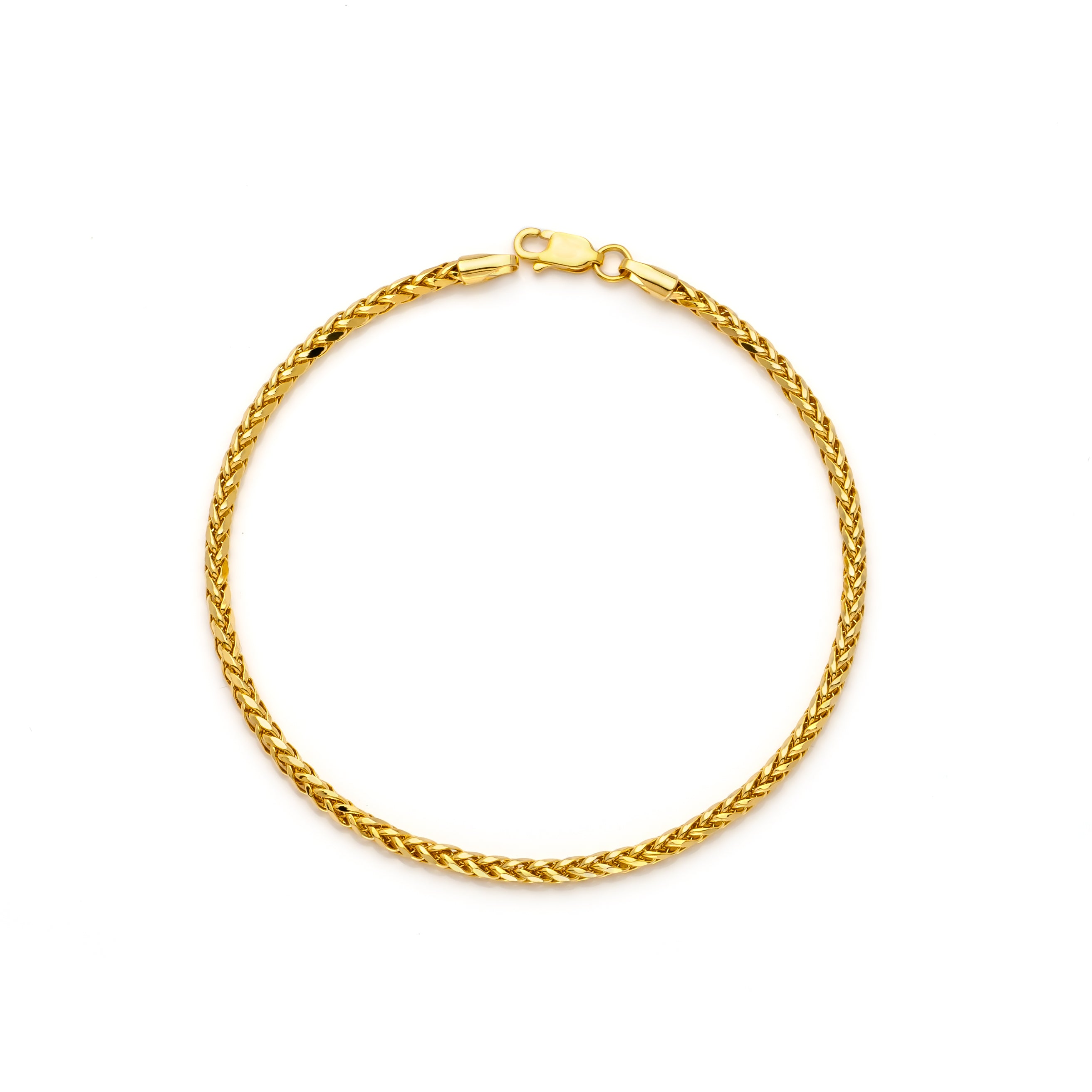 14k Yellow Gold Hollow Wheat Palm Bracelet