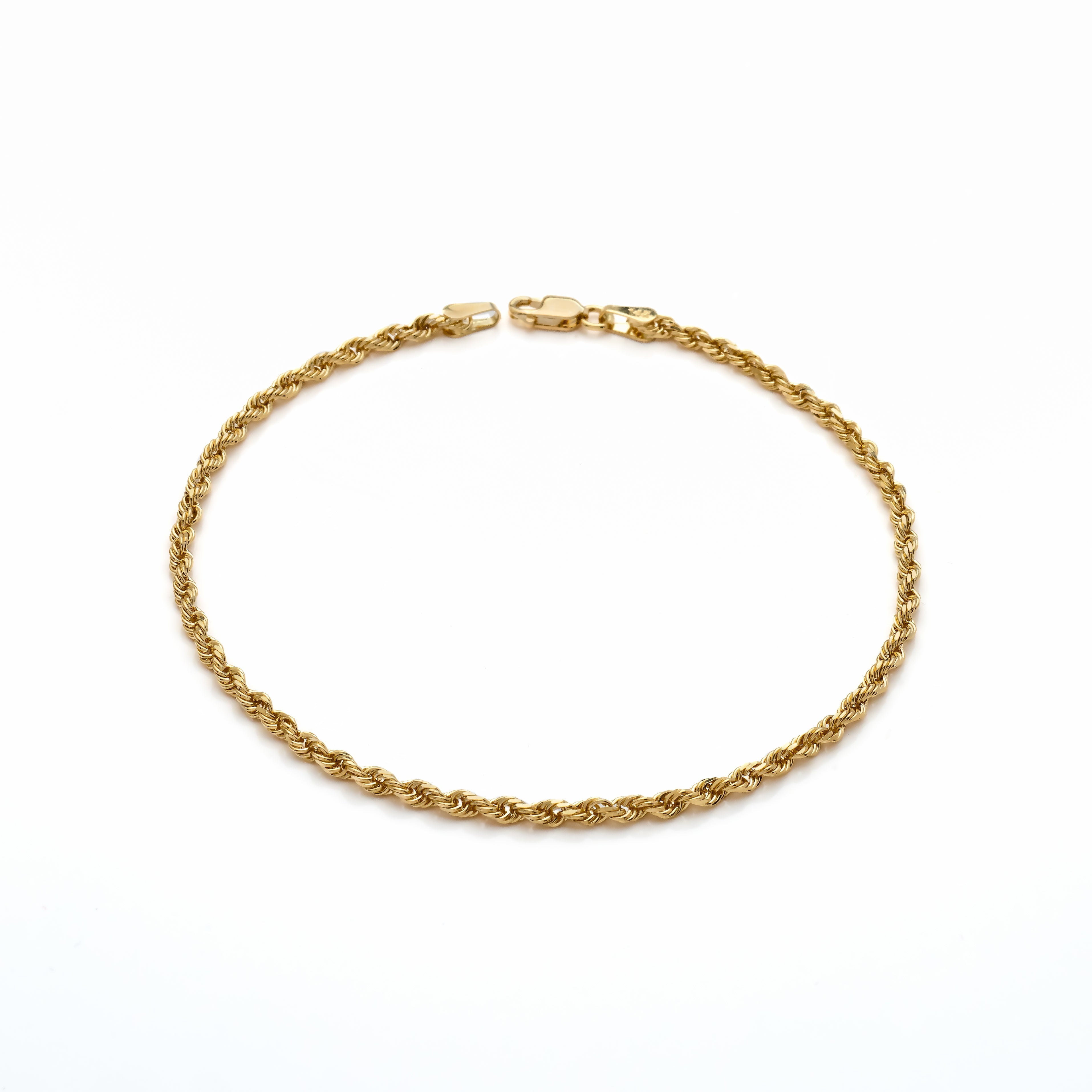 10k Yellow Gold Solid Diamond Cut Rope Bracelet