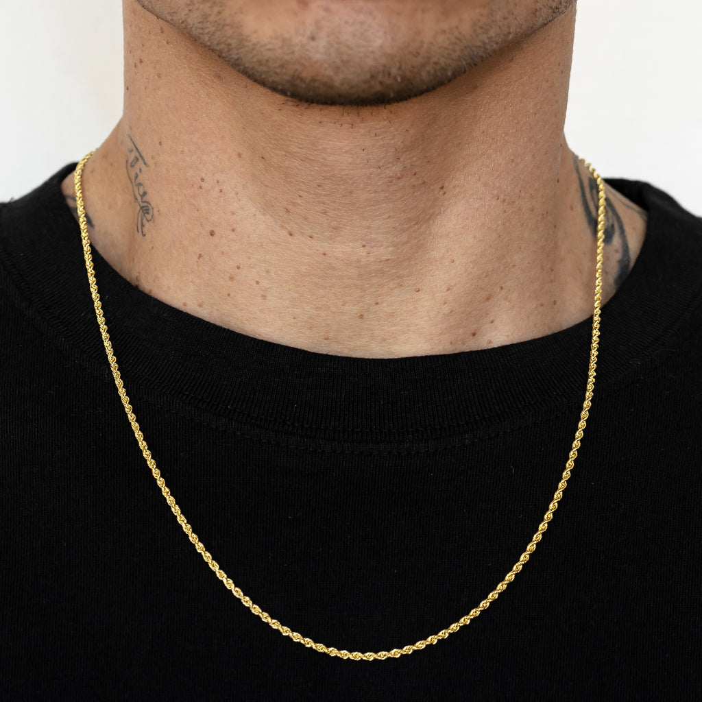 10k Yellow Gold Hollow Diamond Cut Rope Chain