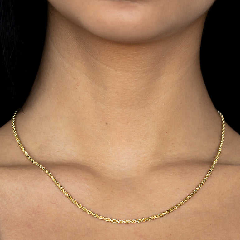 10K Yellow Solid Diamond Cut Rope Chain | LoveBling 6mm / 20 / No