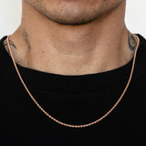 14k Rose Gold Solid Diamond Cut Rope Chain