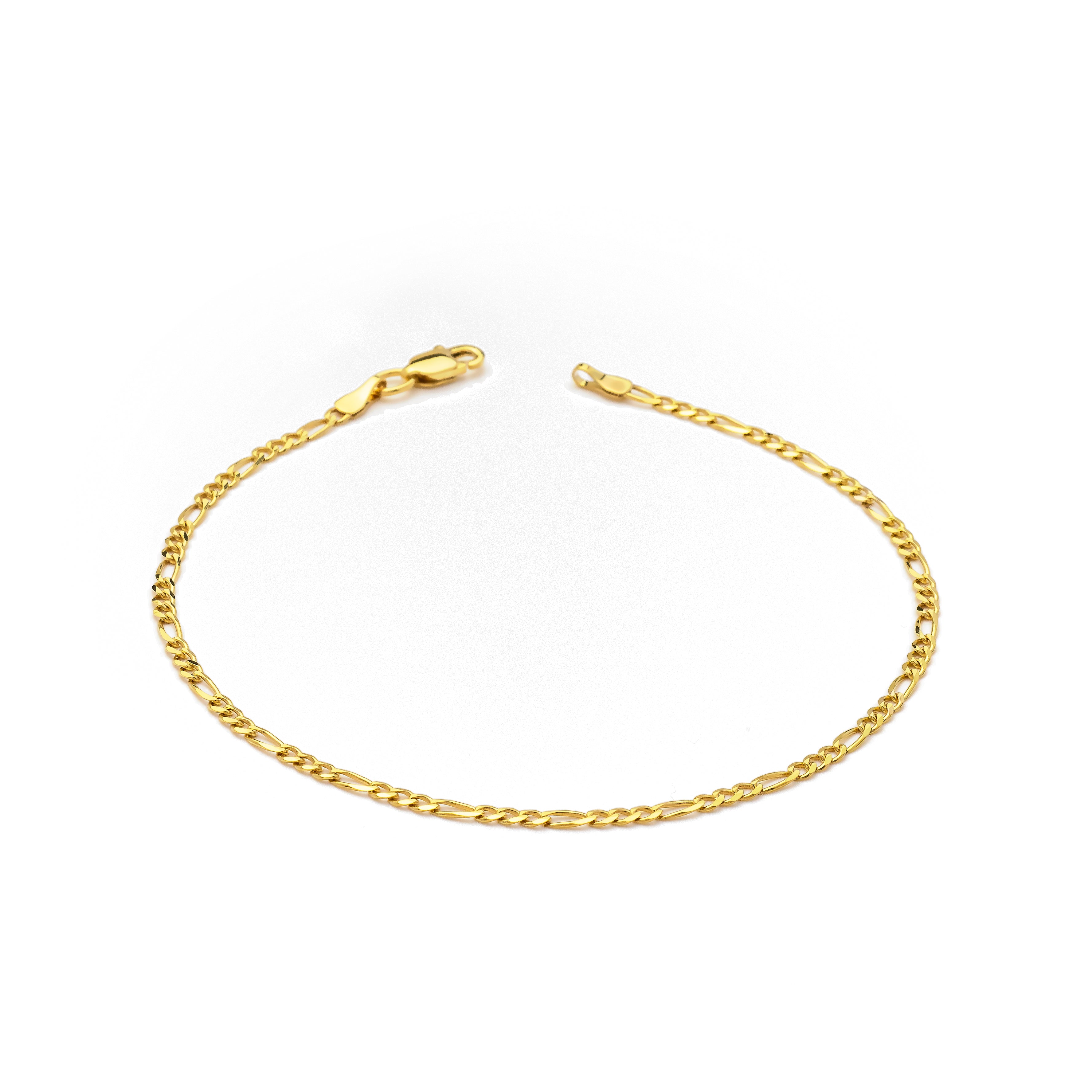 14k Yellow Gold Solid Figaro Bracelet