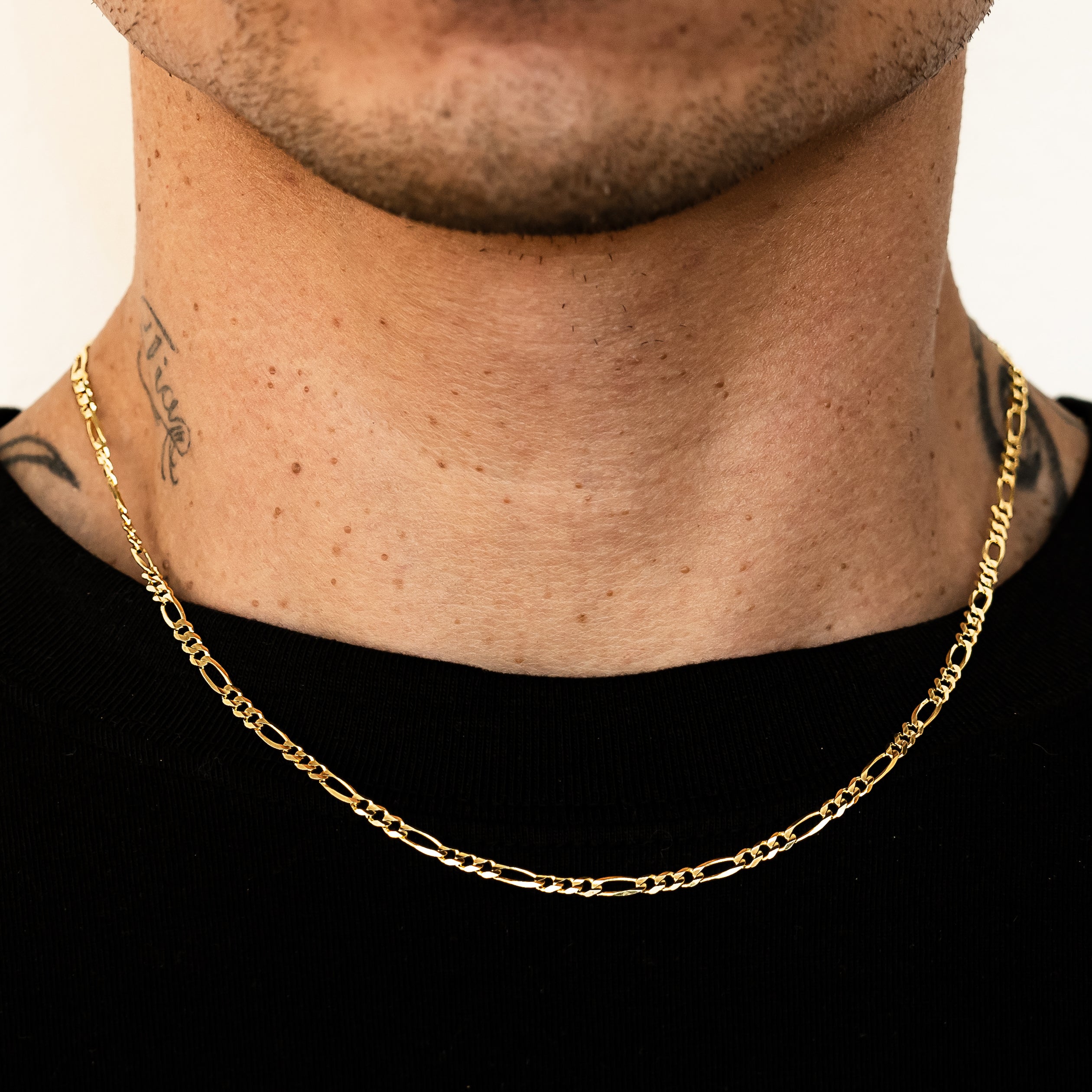 14k Yellow Gold Solid Figaro Chain
