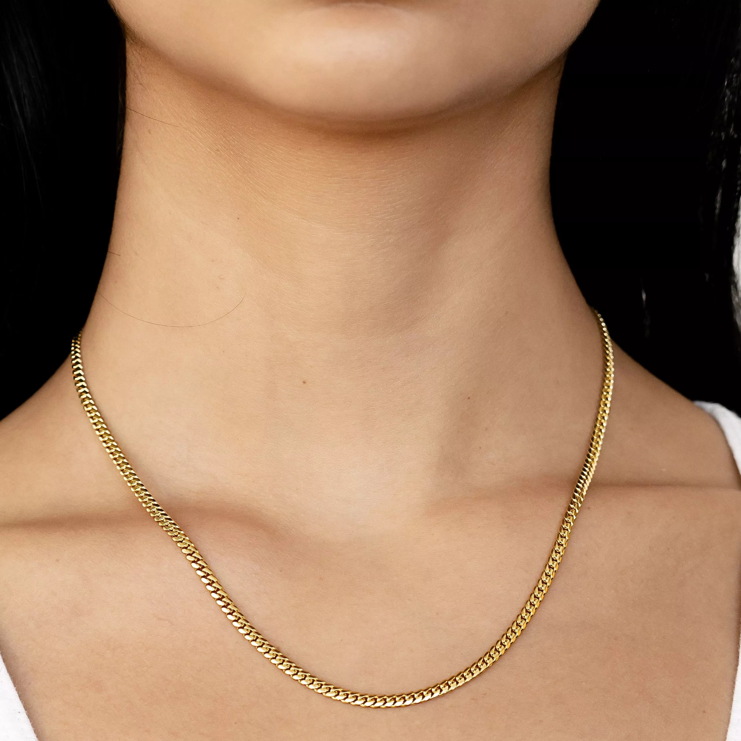 14k Yellow Gold Womens Solid Miami Cuban Necklace