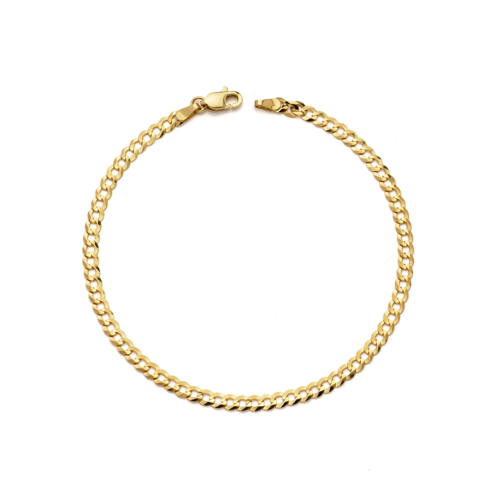 10k Yellow Gold Solid Curb Cuban Bracelet