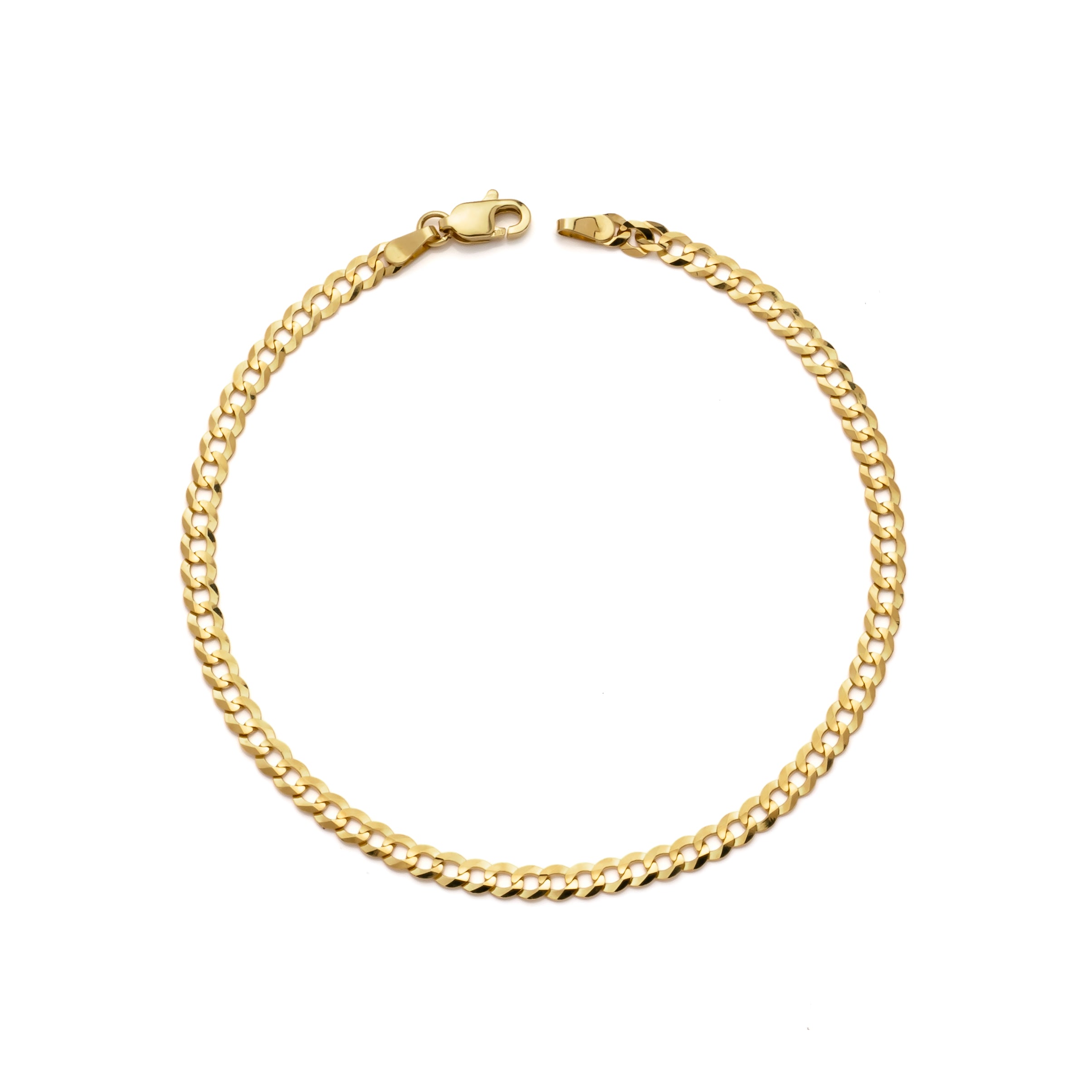 10k Yellow Gold Solid Curb Cuban Bracelet