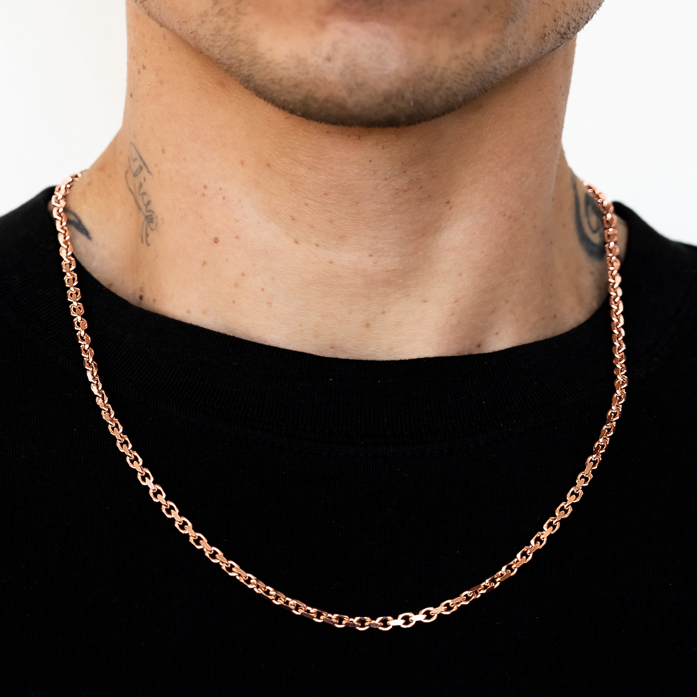 10k Rose Gold Solid Heavyweight Cable Link Chain with Lobster Lock (Available 3mm to 5mm)
