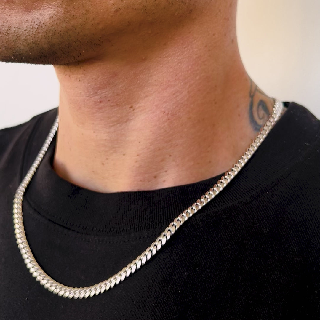 14k White Gold Solid Miami Cuban Chain
