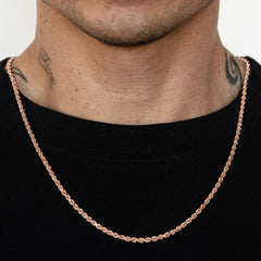 14k Rose Gold Solid Diamond Cut Rope Chain