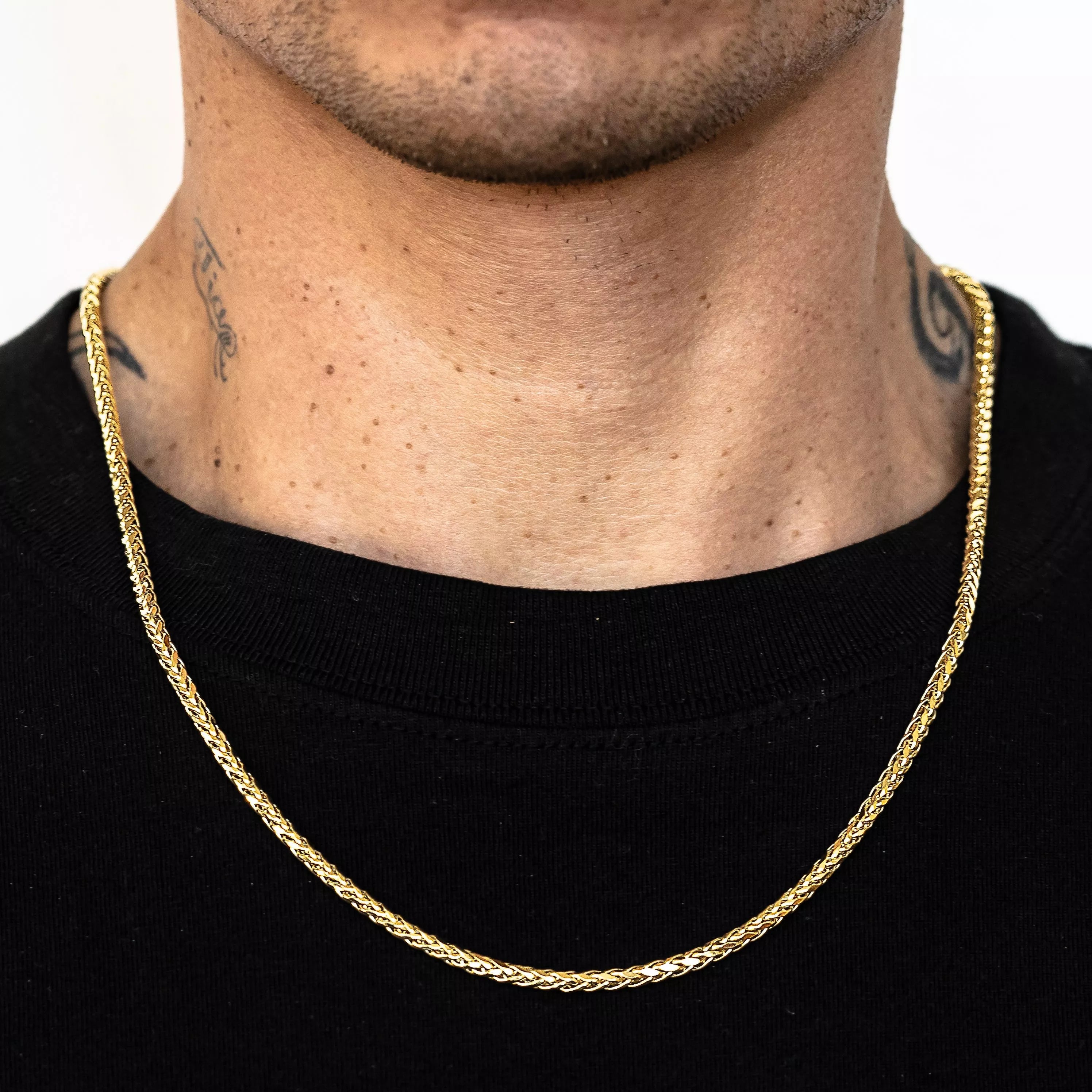 14k Yellow Gold Wheat Palm Franco Chain