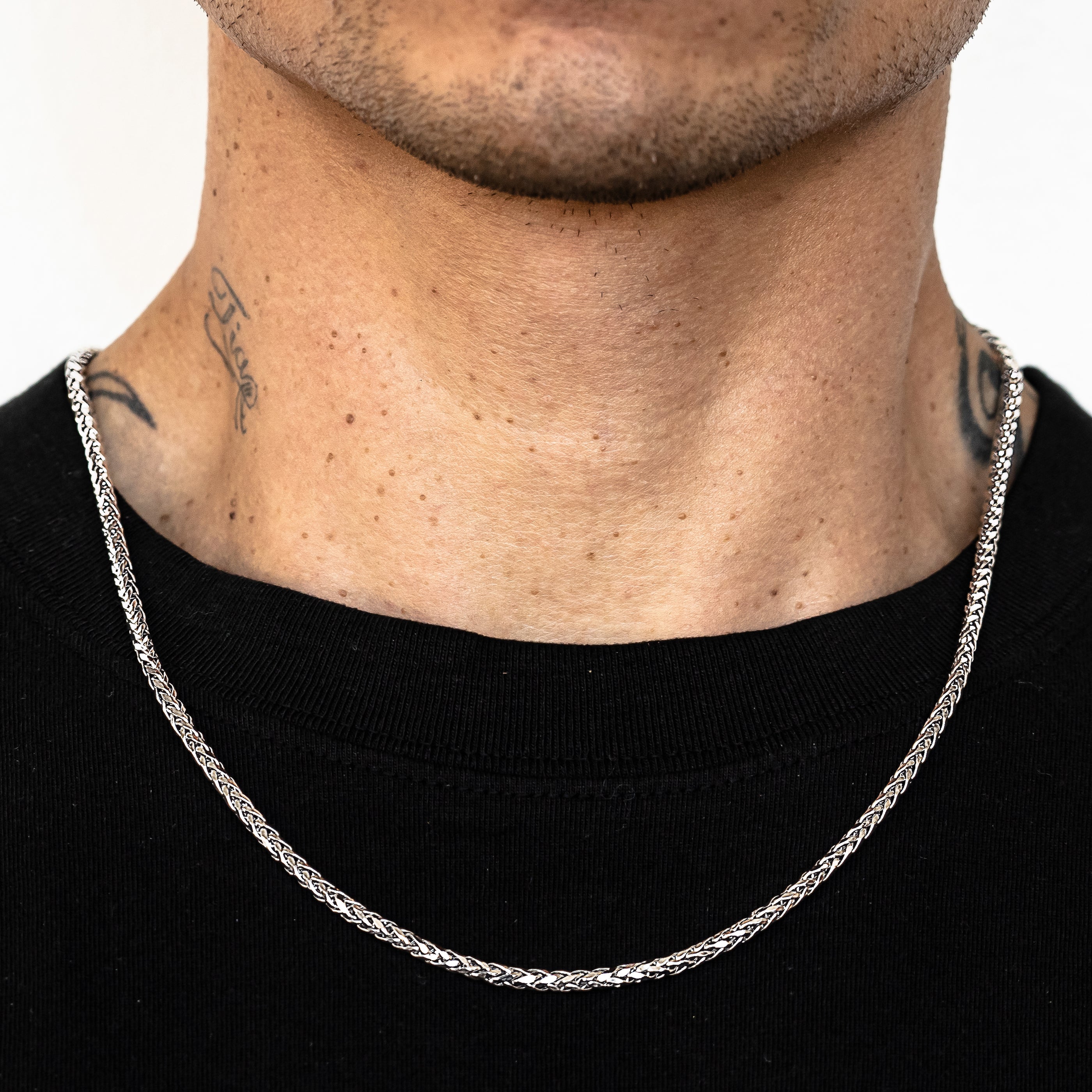 14k White Gold Wheat Palm Franco Chain