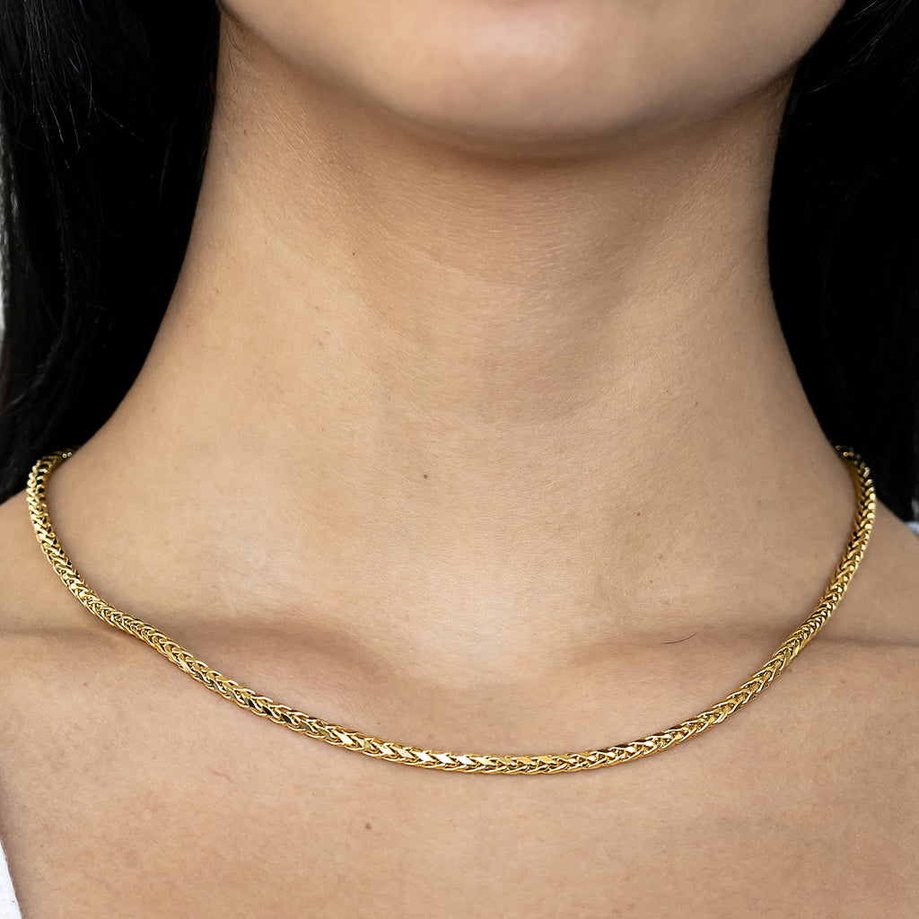 10k Women's Yellow Gold Wheat Palm Franco Necklace
