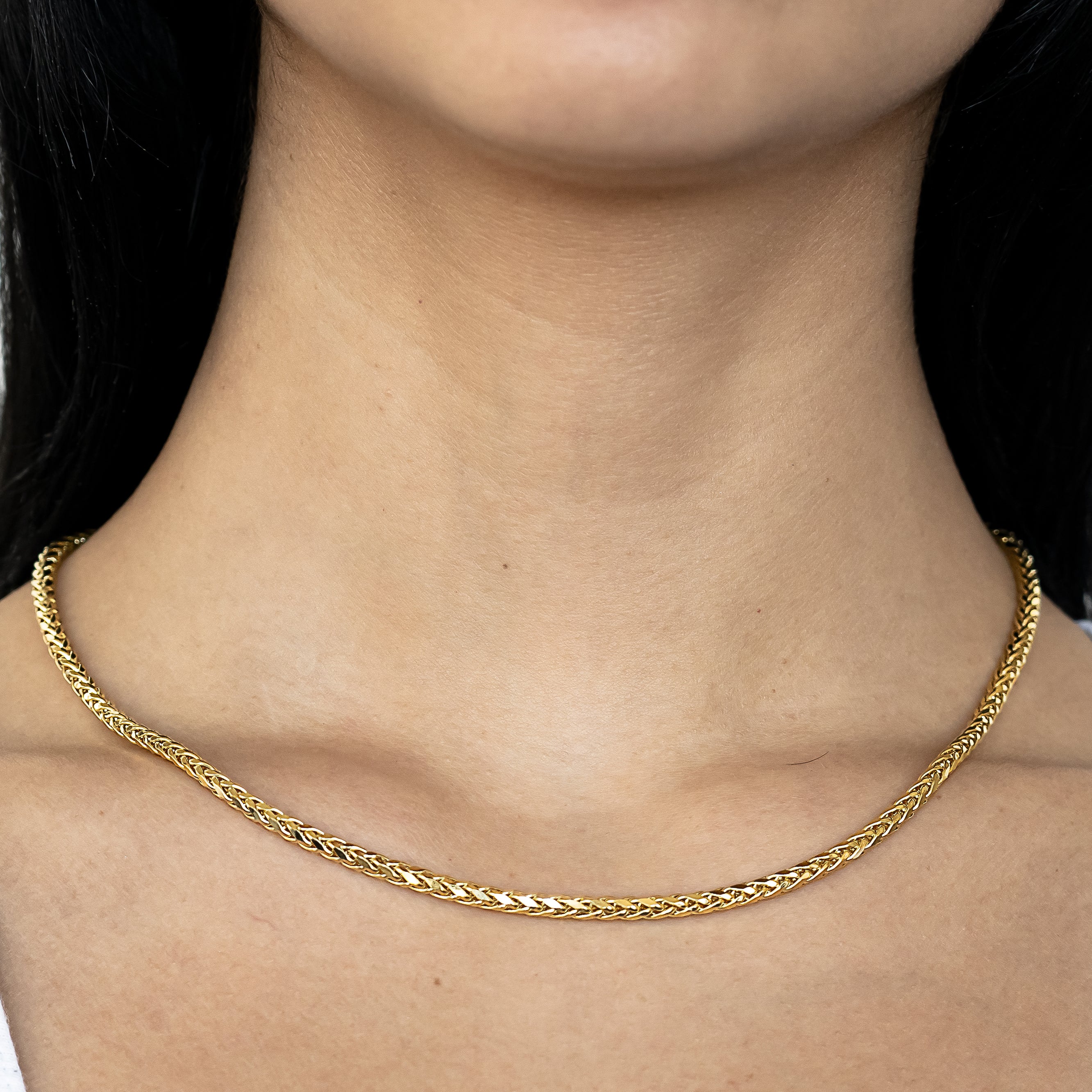 10k Women's Yellow Gold Wheat Palm Franco Necklace