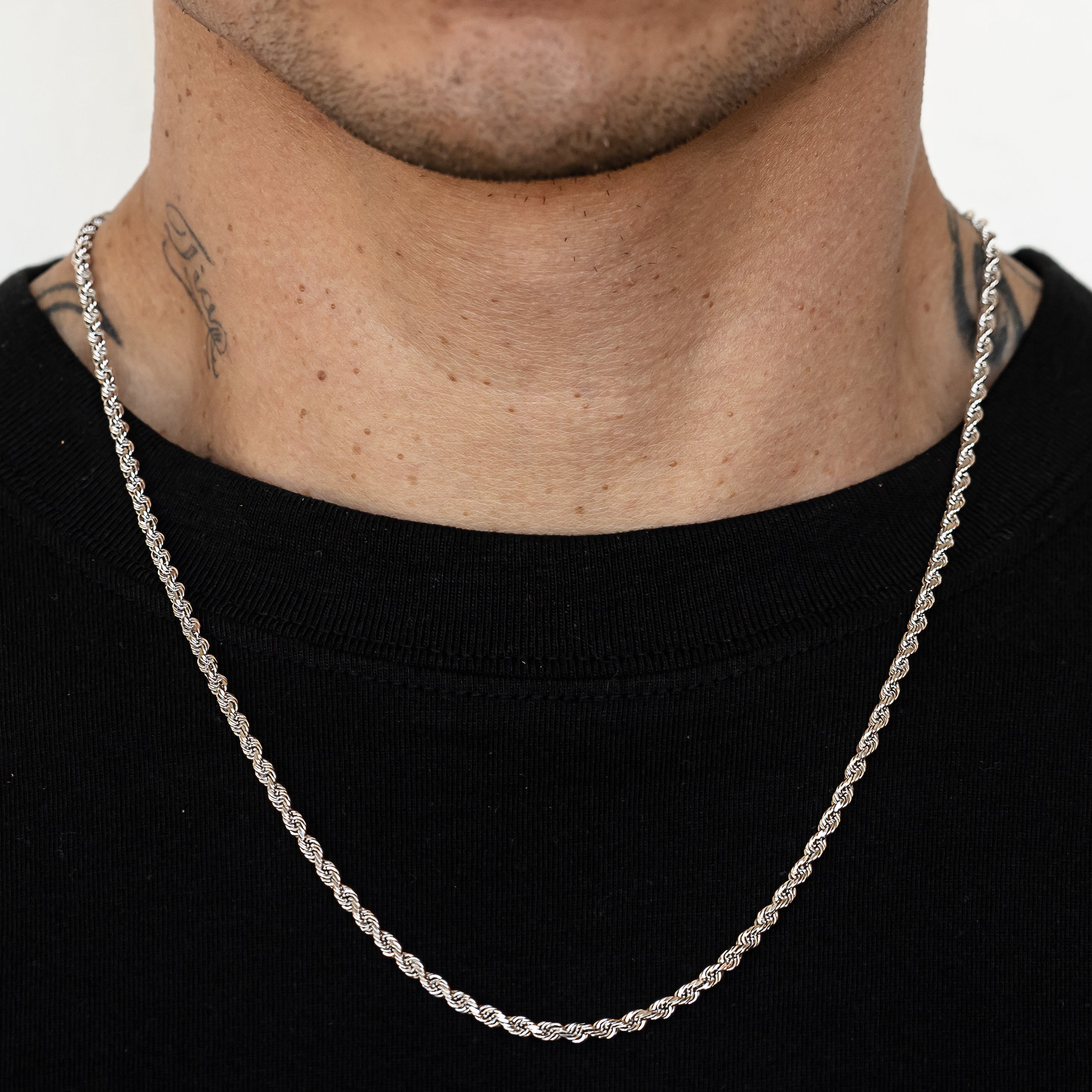10k White Gold Solid Diamond Cut Rope Chain