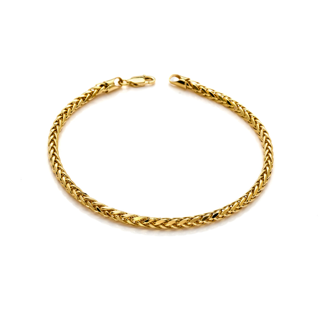 14k Yellow Gold Hollow Wheat Palm Bracelet