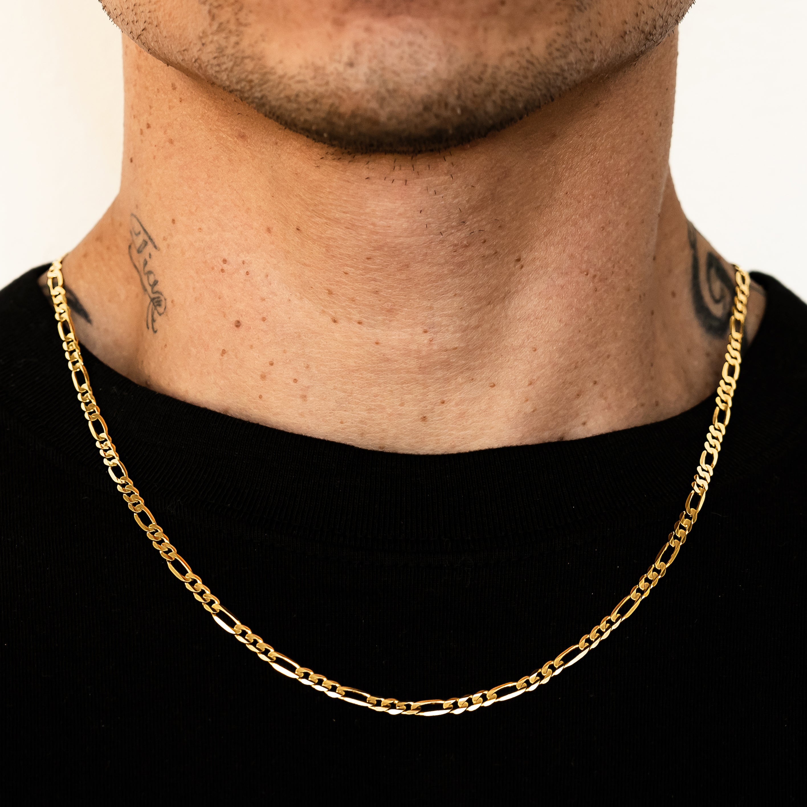 14k Yellow Gold Solid Figaro Chain