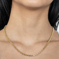 10k Yellow Gold Womens Solid Heavyweight Cable Link Necklace with Lobster Lock (Available 3.6mm to 4mm)