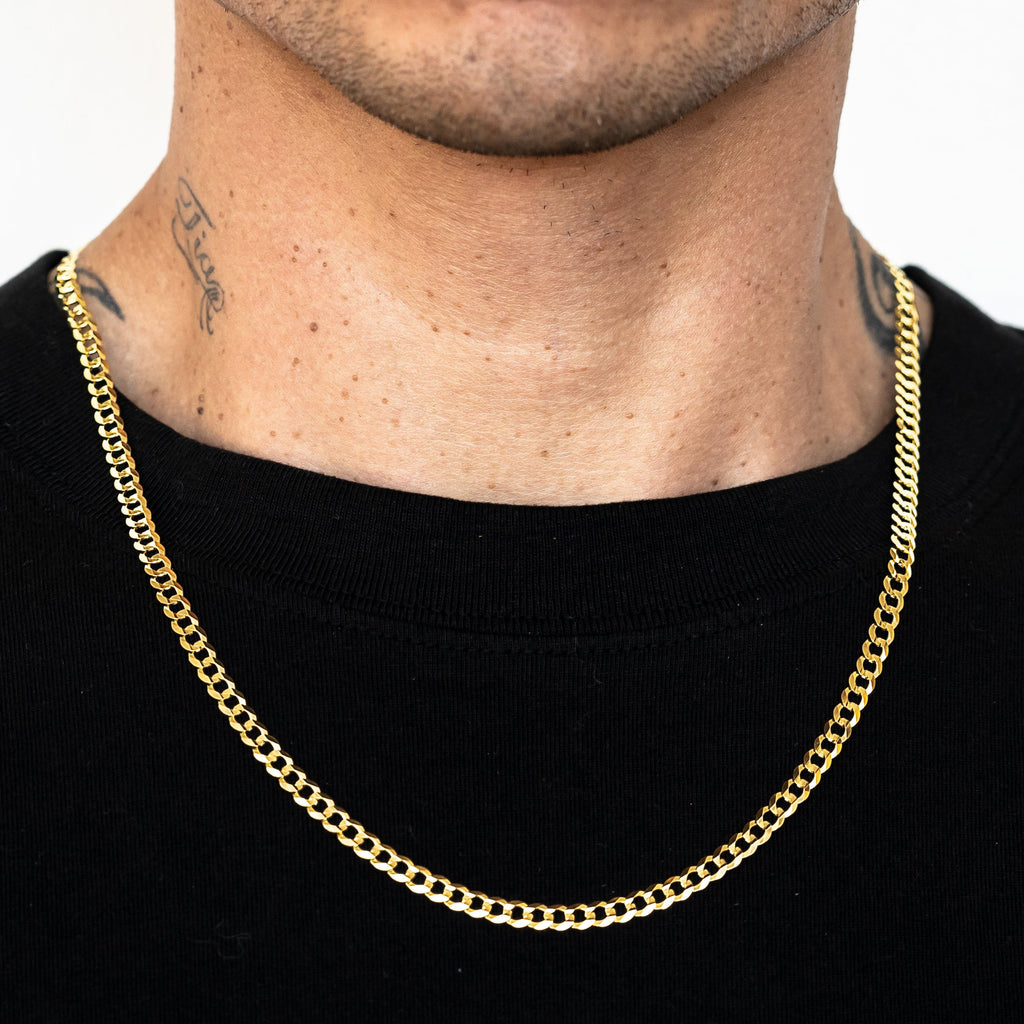 10k Yellow Gold Solid Curb Cuban Link Chain