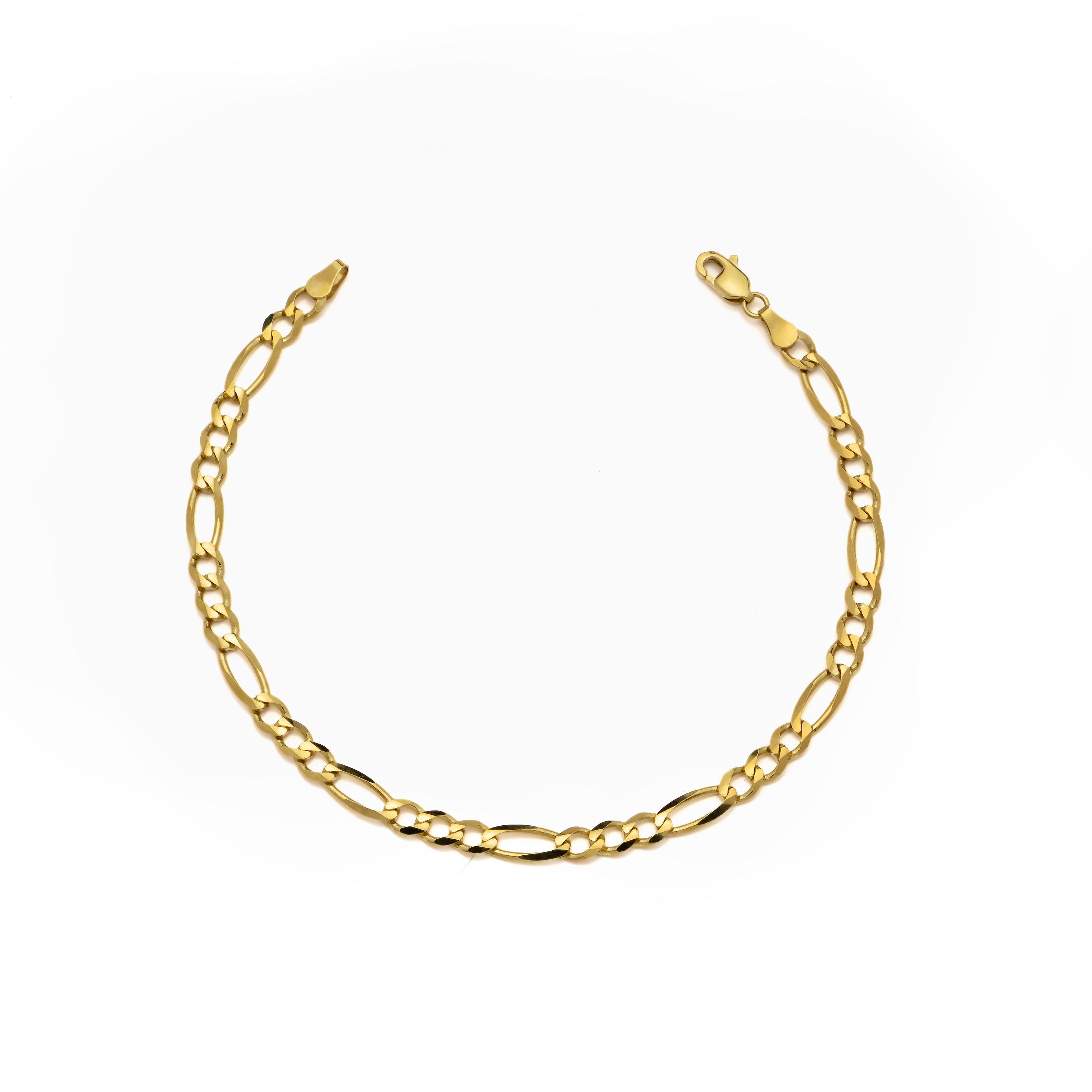 14k Yellow Gold Solid Figaro Bracelet