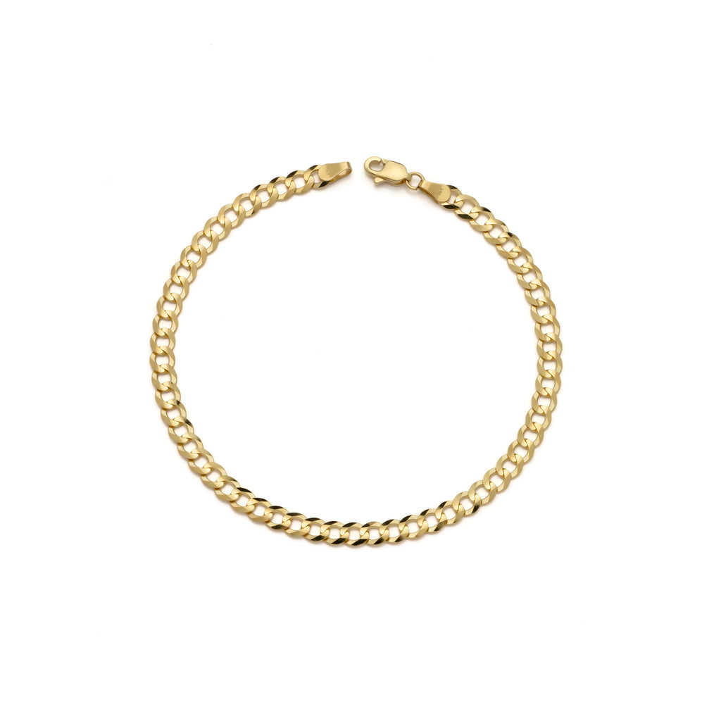 10k Yellow Gold Solid Curb Cuban Bracelet