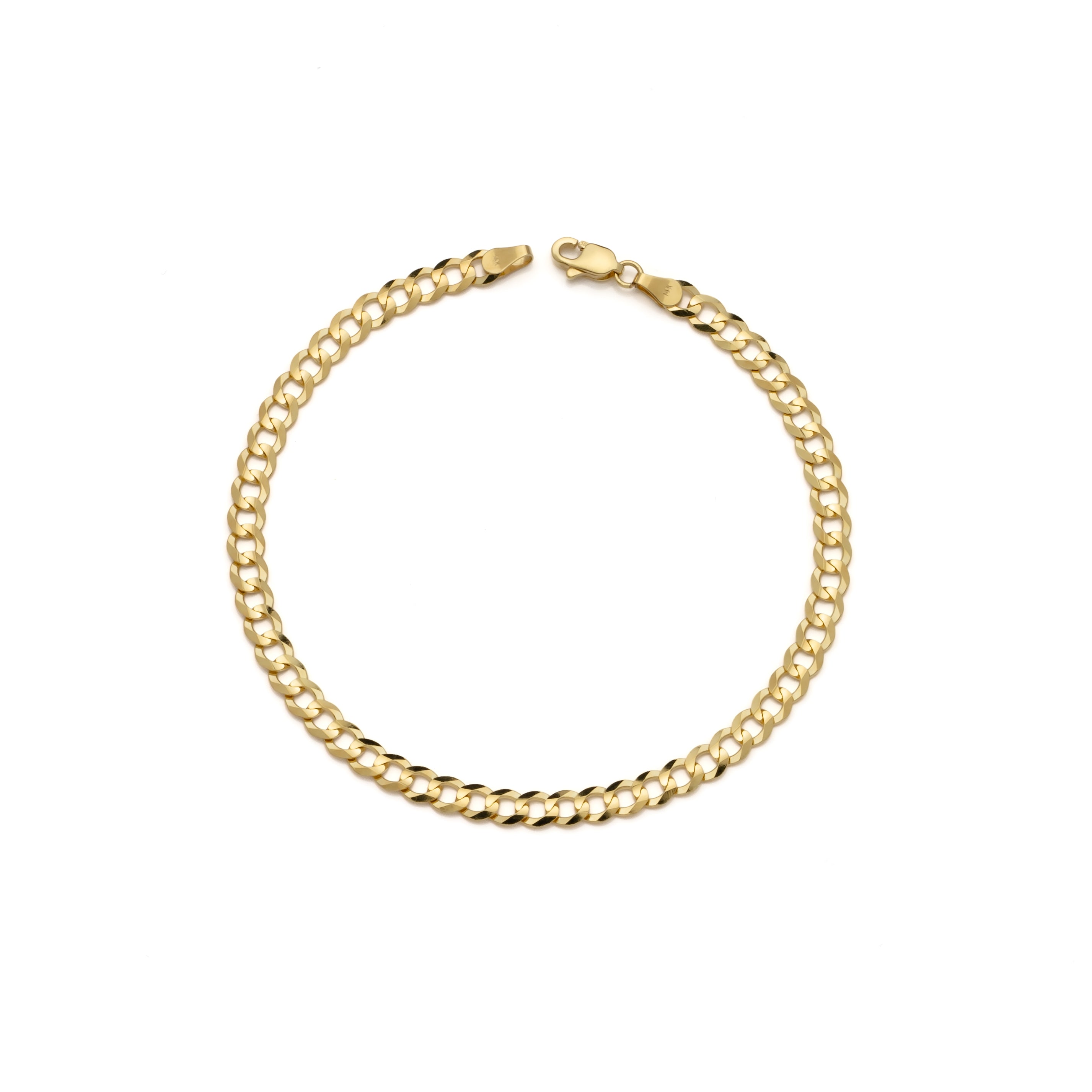 10k Yellow Gold Solid Curb Cuban Bracelet