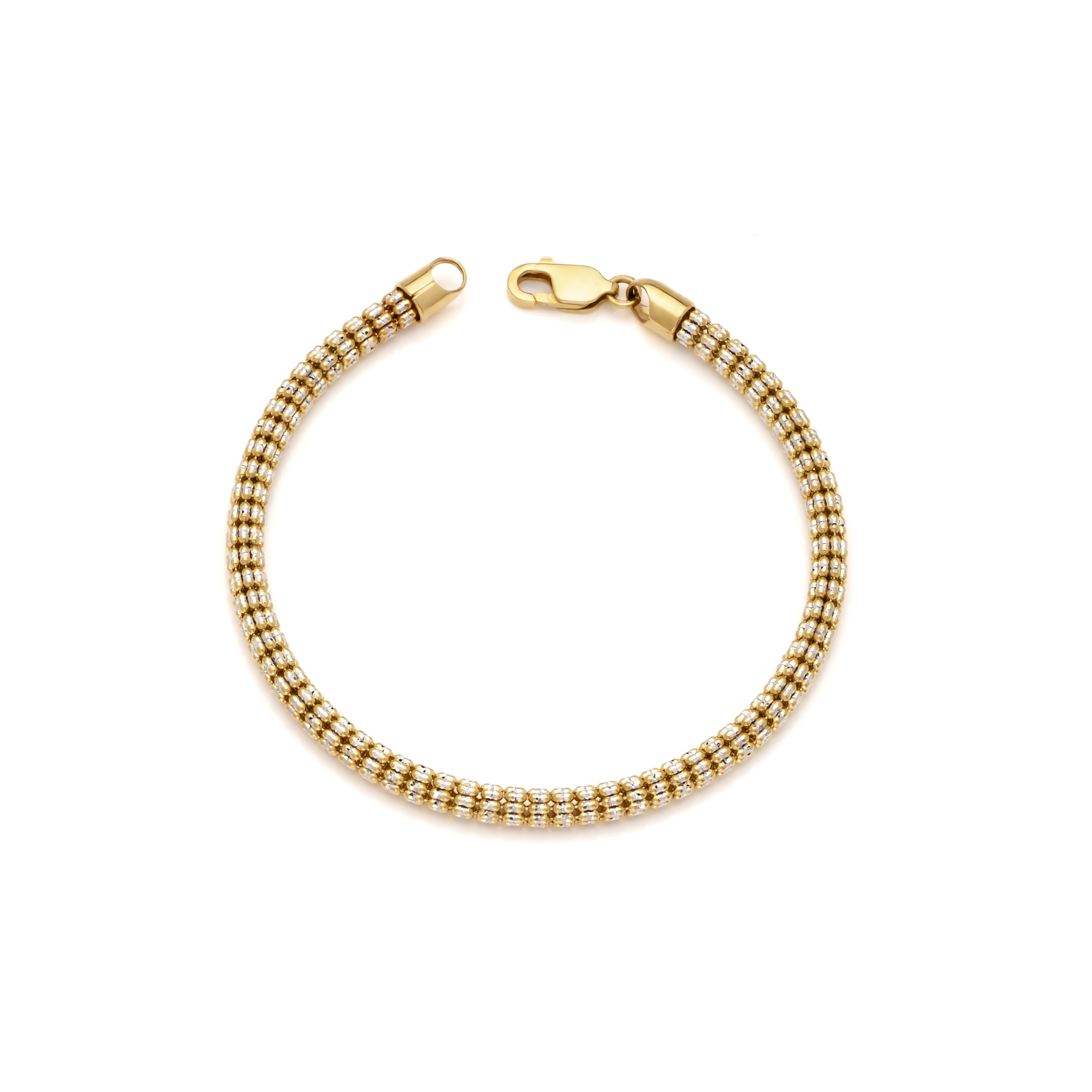 14k Gold Two-Tone Ice Chain Bracelet