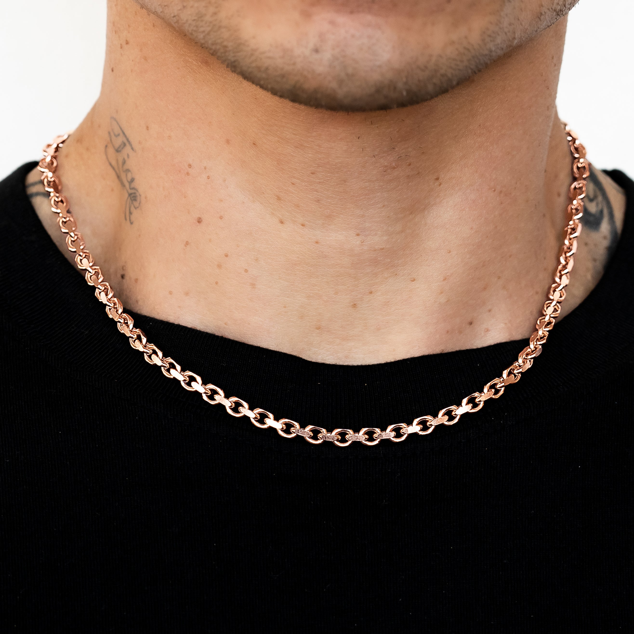 10k Rose Gold Solid Heavyweight Cable Link Chain with Lobster Lock (Available 3mm to 5mm)