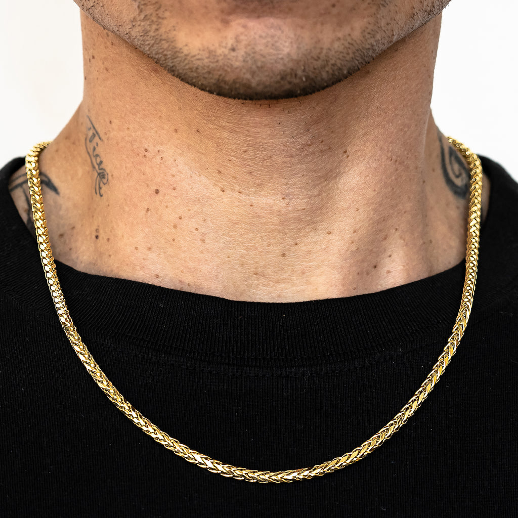 10k Yellow Gold Wheat Palm Franco Chain