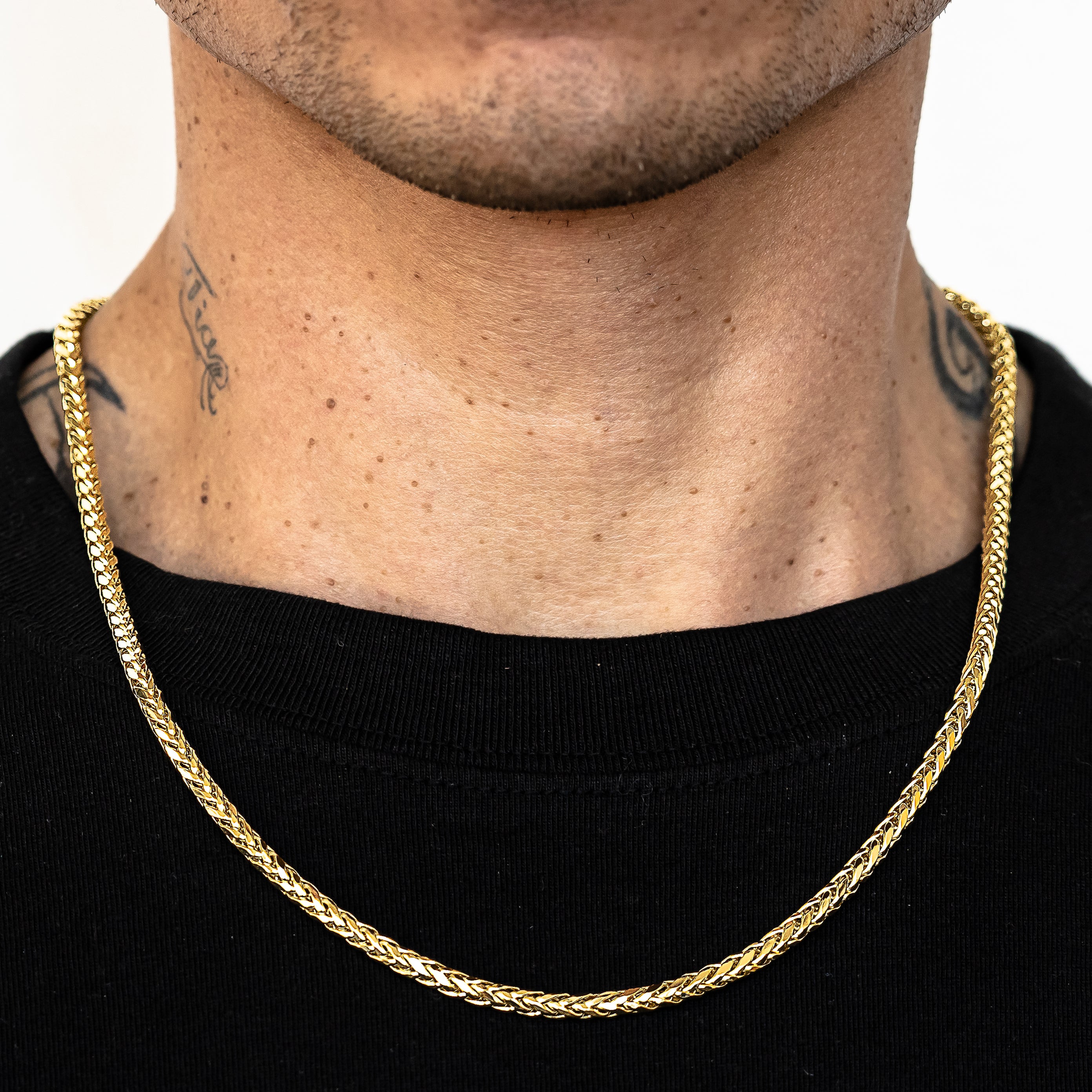 10k Yellow Gold Wheat Palm Franco Chain