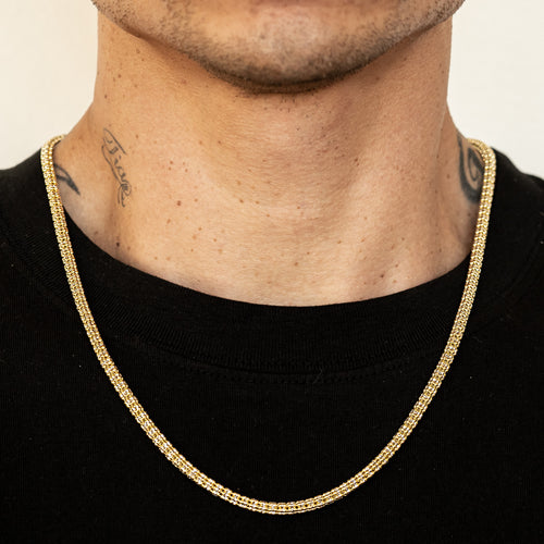 10k Gold Two-Tone Diamond Cut Ice Chain