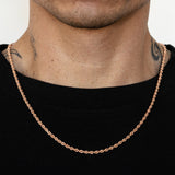14k Rose Gold Solid Diamond Cut Rope Chain
