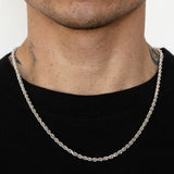 14k White Gold Solid Diamond Cut Rope Chain