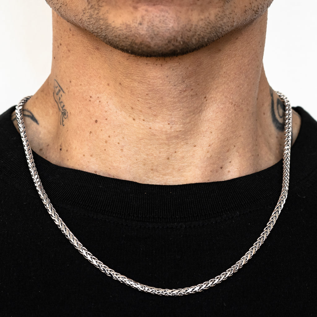 14k White Gold Wheat Palm Franco Chain