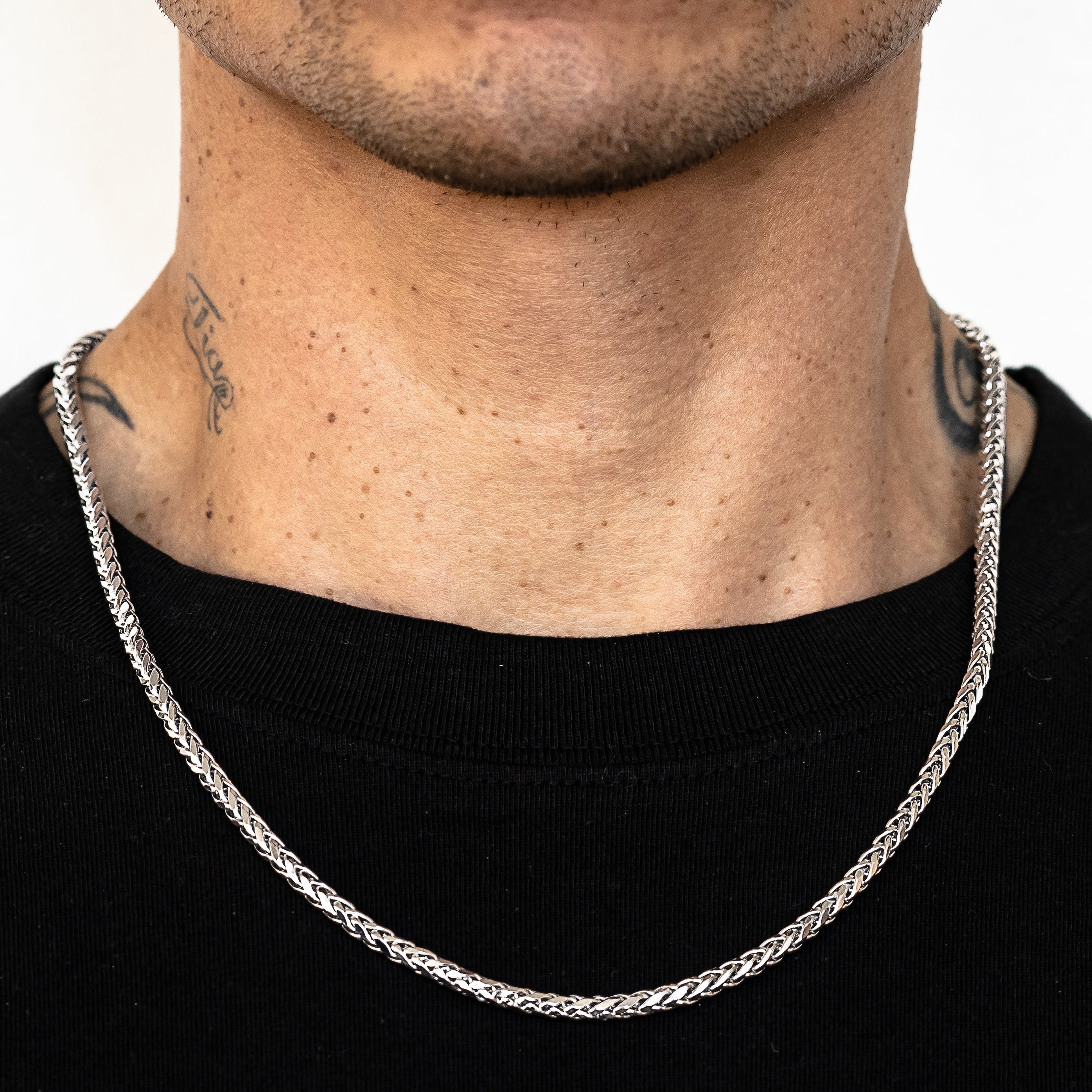 14k White Gold Wheat Palm Franco Chain