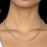 10k Women's Yellow Gold Solid Diamond Cut Rope Necklace