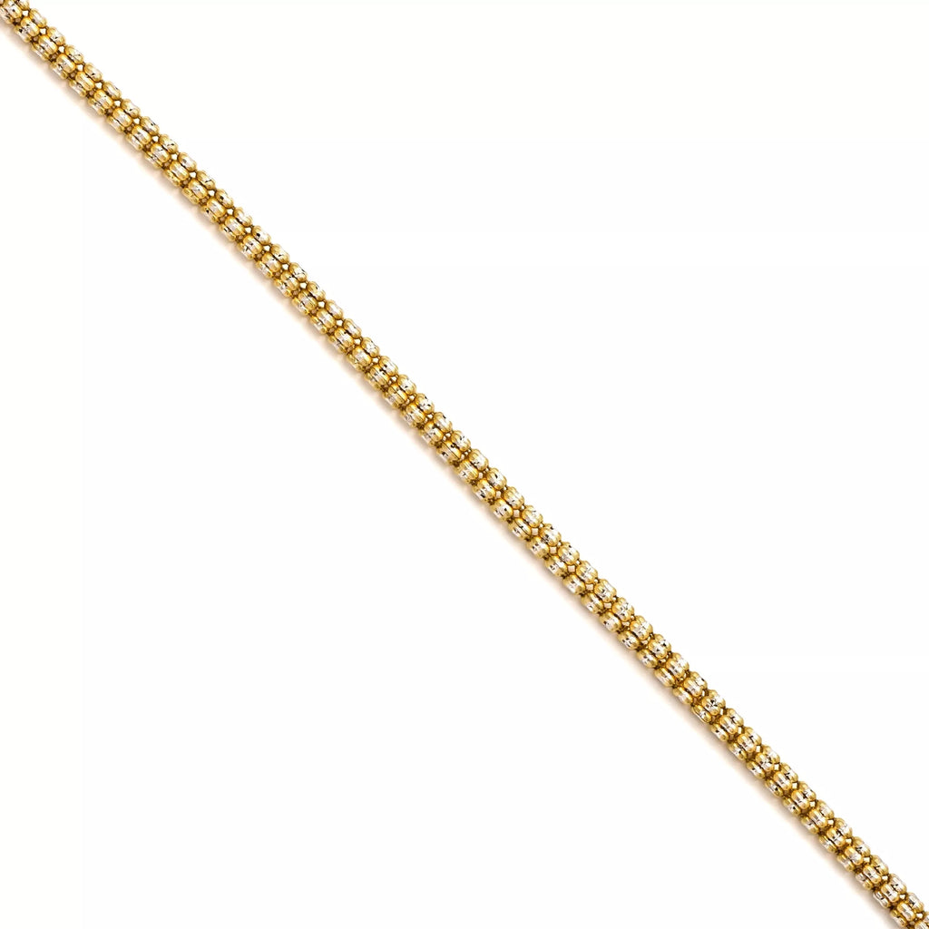 14k Gold Two-Tone Diamond Cut Ice Chain