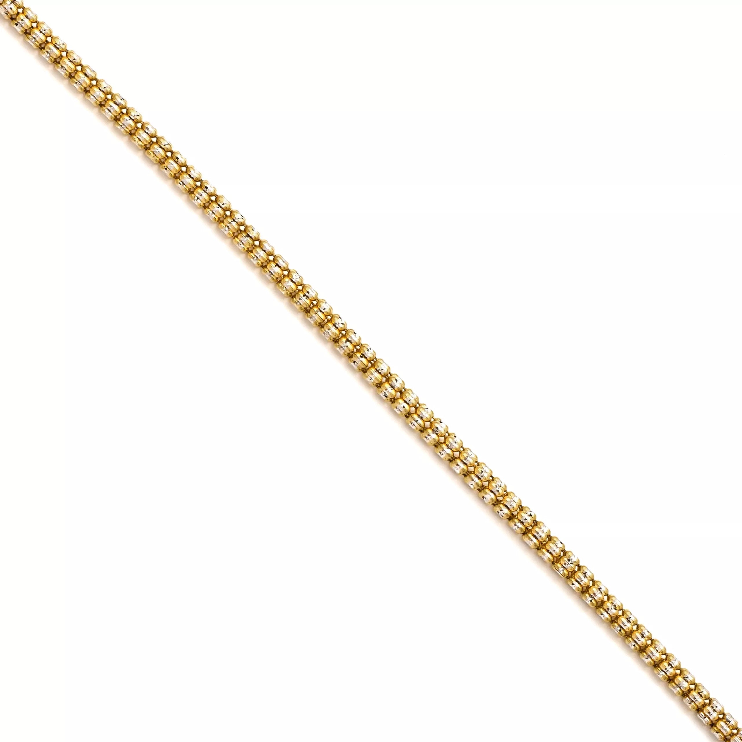 14k Gold Two-Tone Diamond Cut Ice Chain