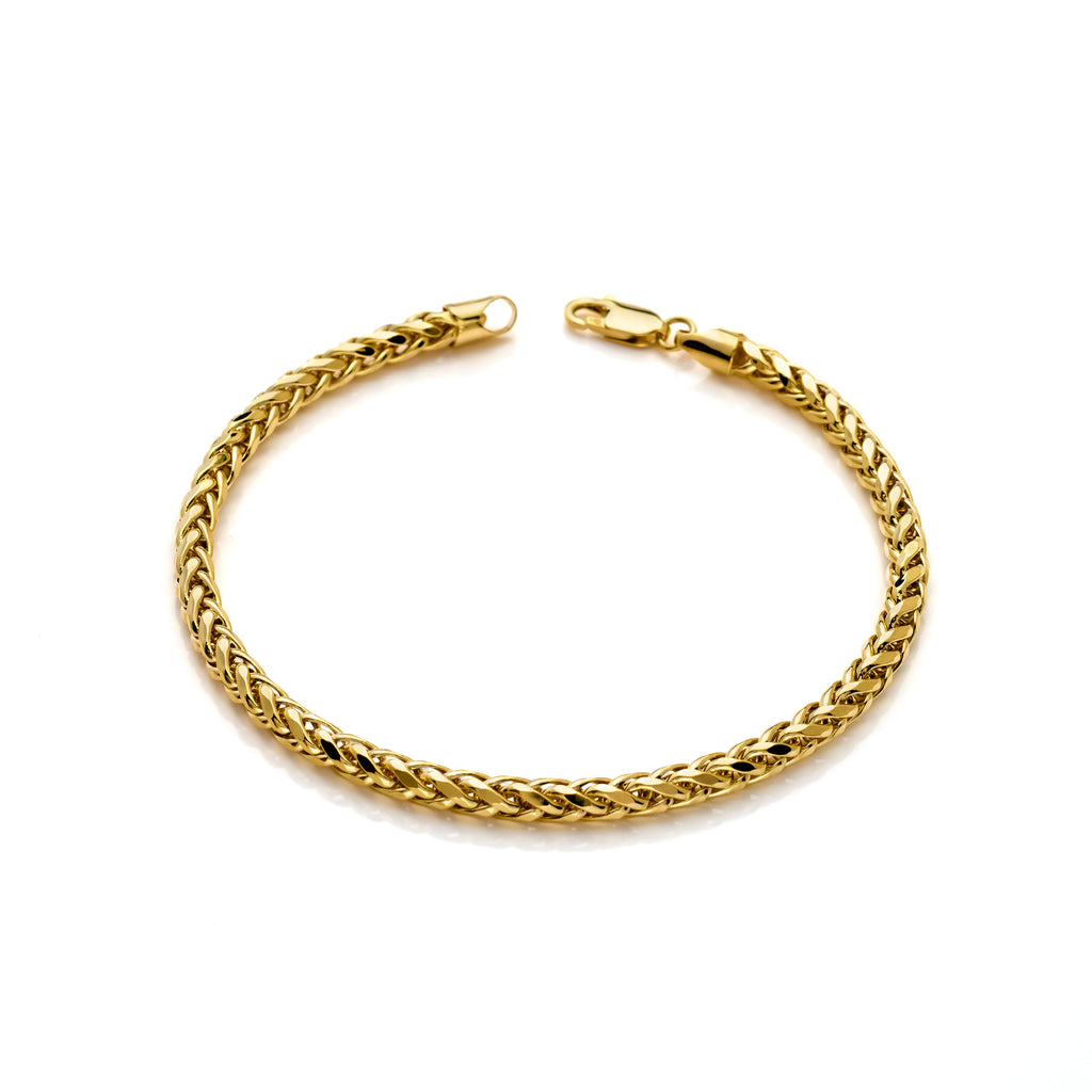 14k Yellow Gold Hollow Wheat Palm Bracelet
