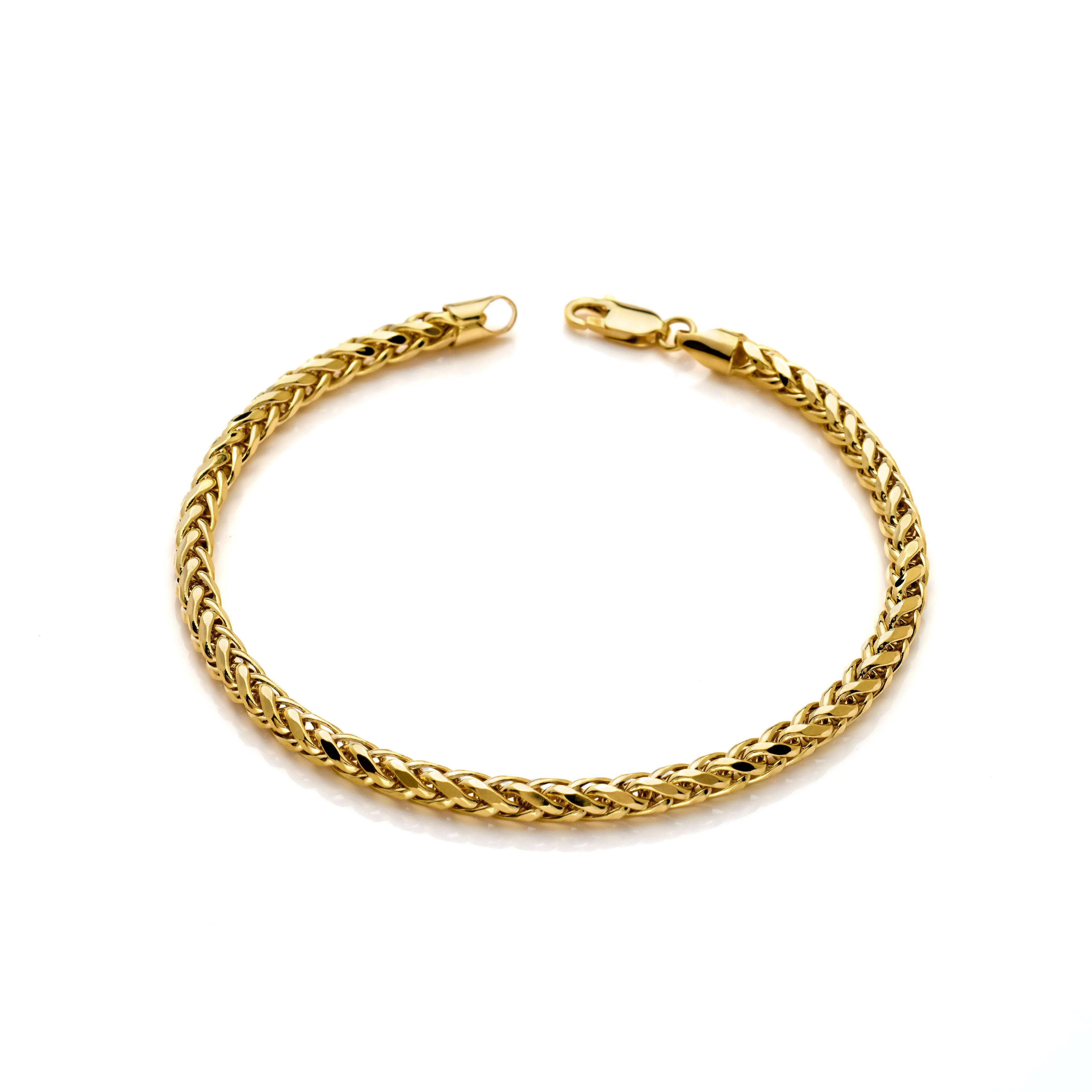 14k Yellow Gold Hollow Wheat Palm Bracelet