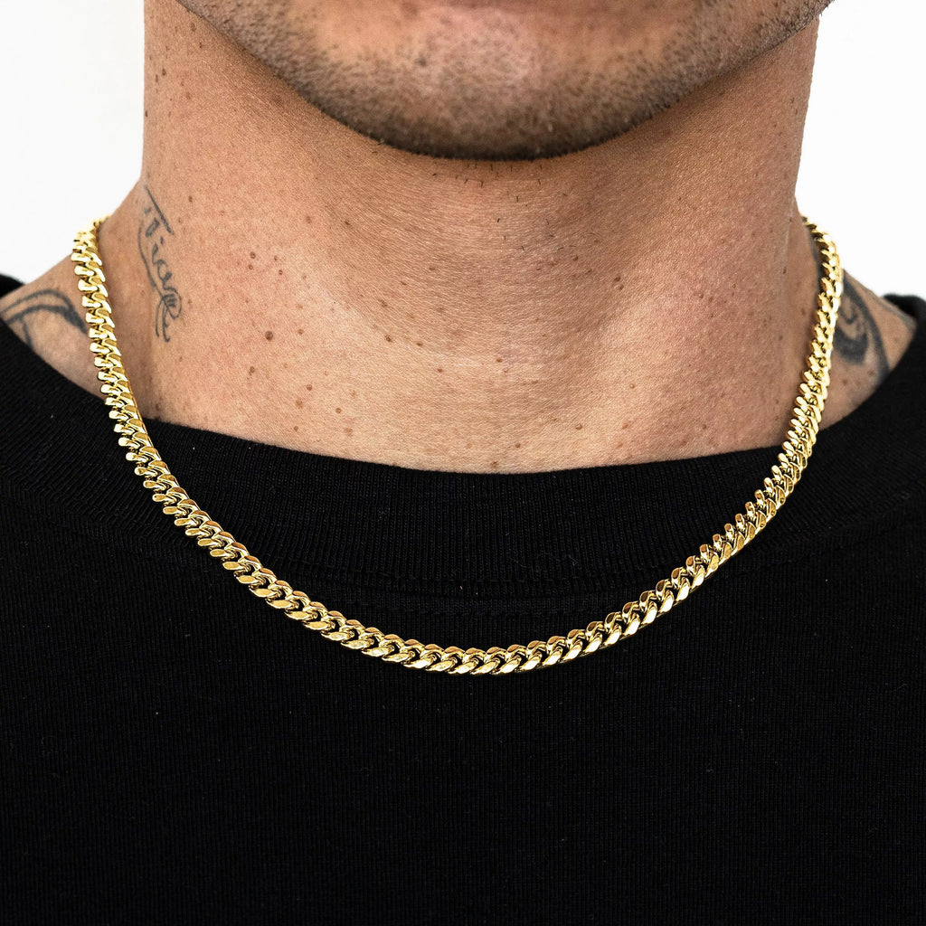 18k Yellow Gold Solid Miami Cuban Chain