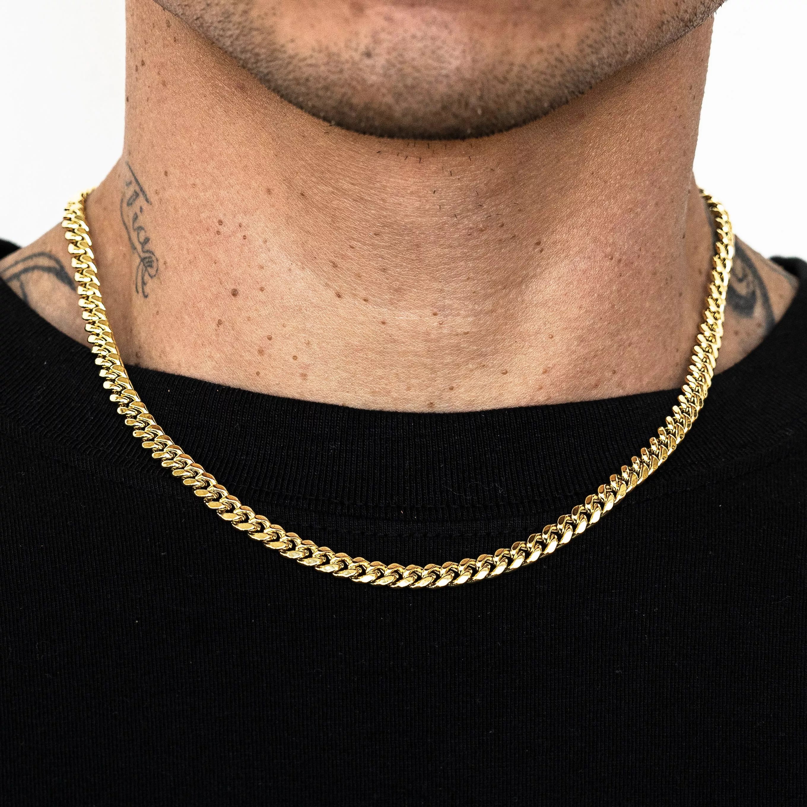 18k Yellow Gold Solid Miami Cuban Chain